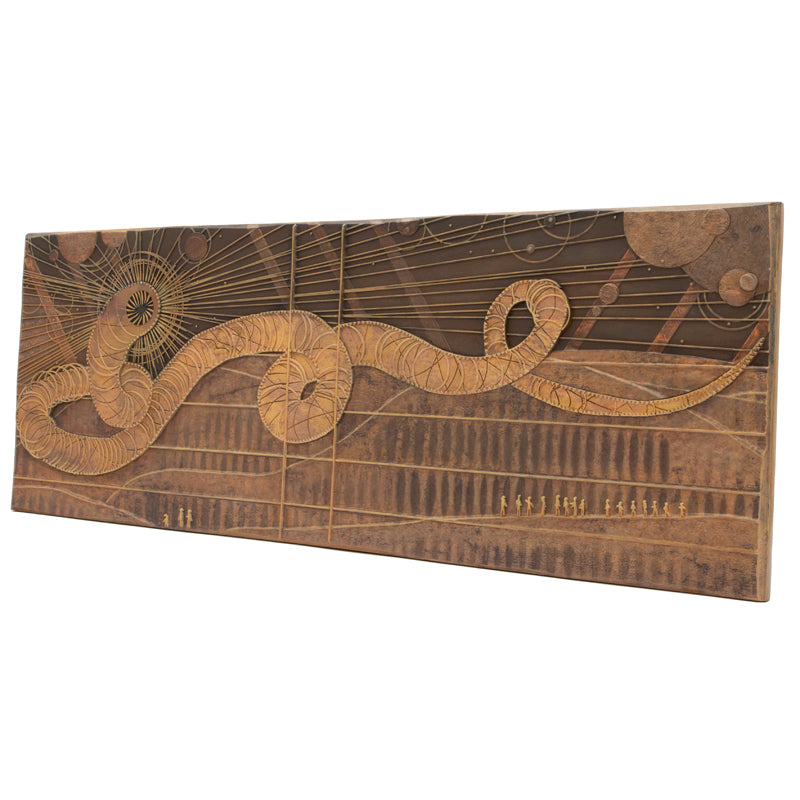 Dune Sandworm Stone Bas Relief Wall Art - Handcrafted Sandstone Sculpture for Home & Office Decor | Sci-Fi & Fantasy Inspired Décor for Fans of Dune Movie & Book