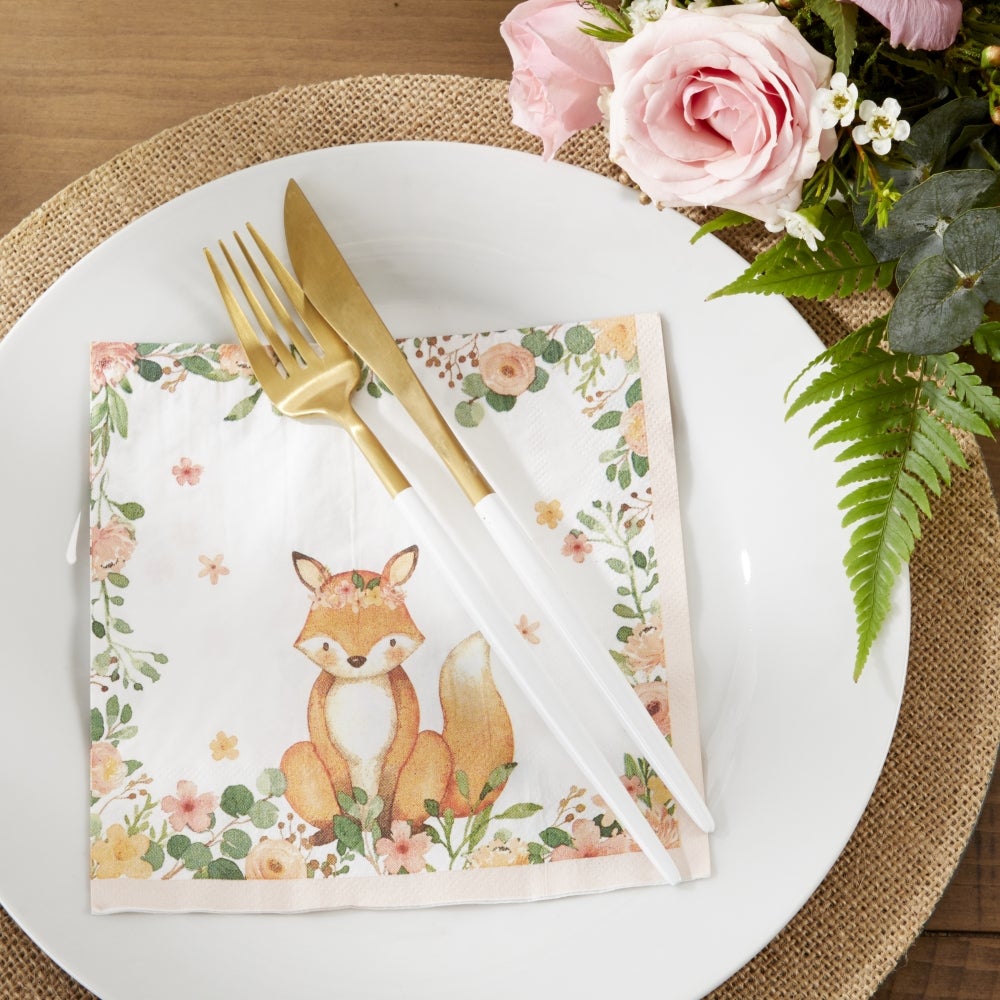 Premium Woodland Baby 2-Ply Paper Napkins - Soft Pink (Pack of 30) | Eco-Friendly Disposable Tableware for Baby Showers, Birthday Parties & Family Gatherings