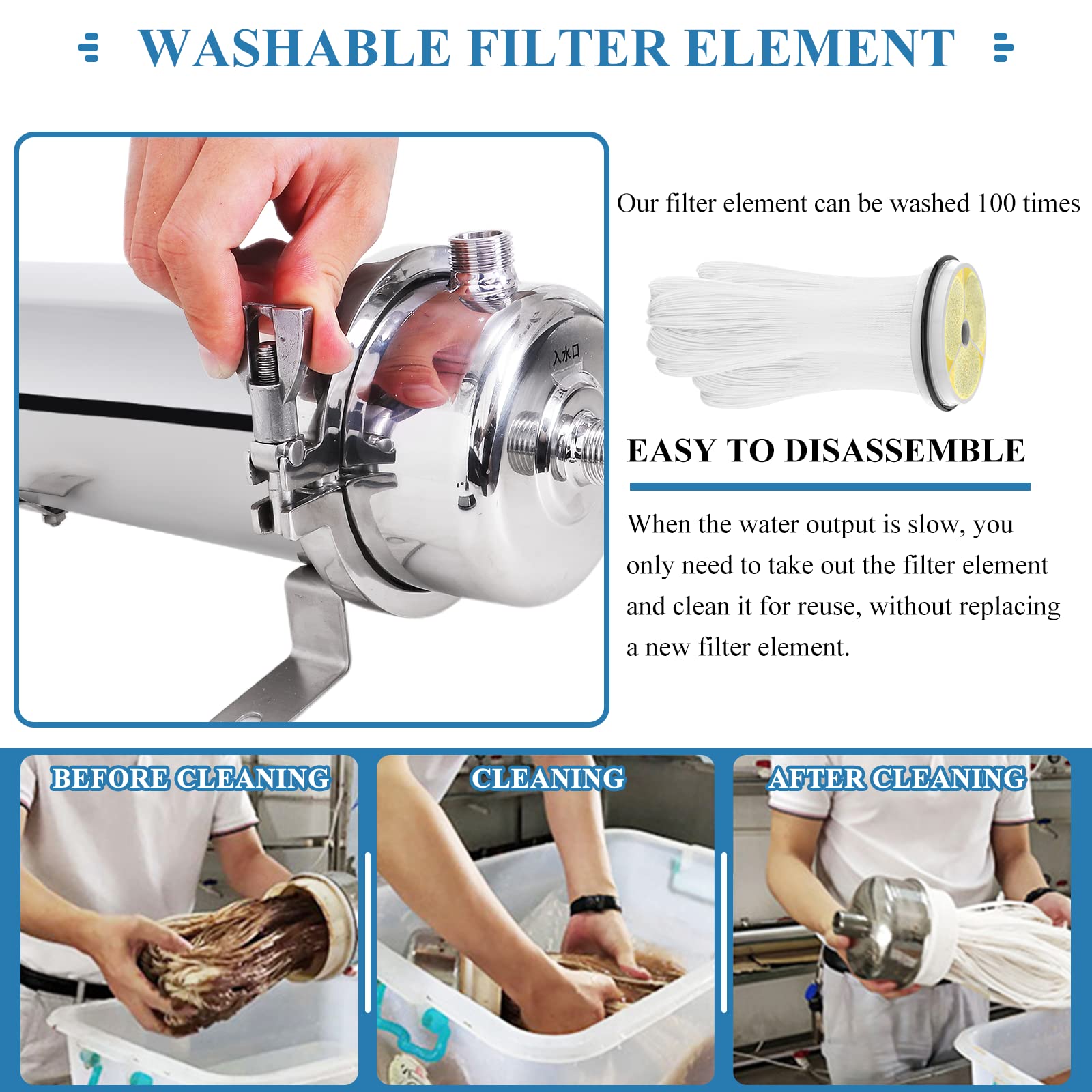 Premium 0.01 Micron Ultrafiltration Water Filter System - Stainless Steel Under Sink Water Purifier, 900L/H High Flow Rate for Clean Drinking Water | No Electricity Needed | Perfect for Home Kitchen, RV & Camping Use