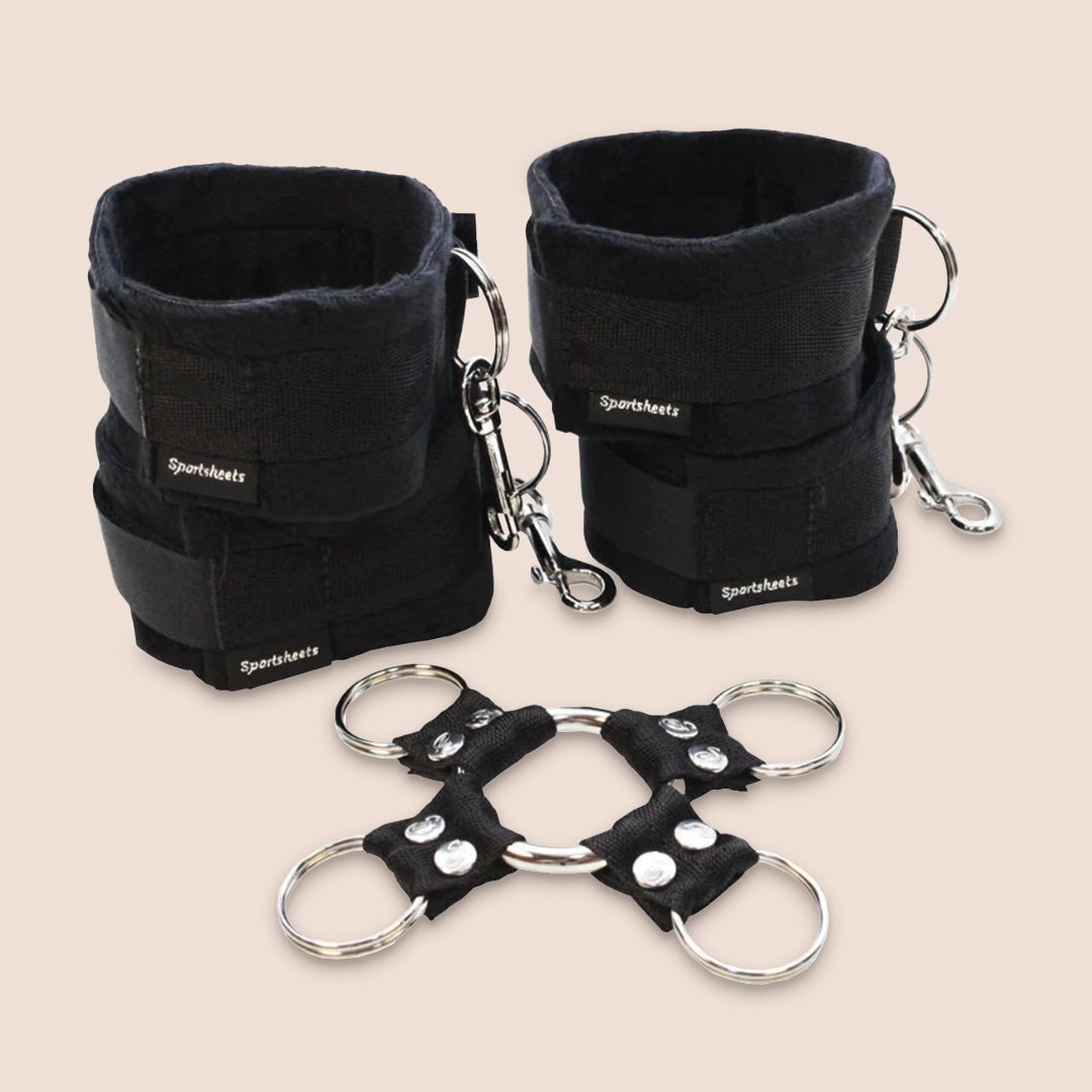Sportsheets 5-Piece Hog Tie & Cuff Set - Adjustable Bondage Restraints with 4 Detachable Cuffs for BDSM, Couples Play & Spicing Up Your Bedroom