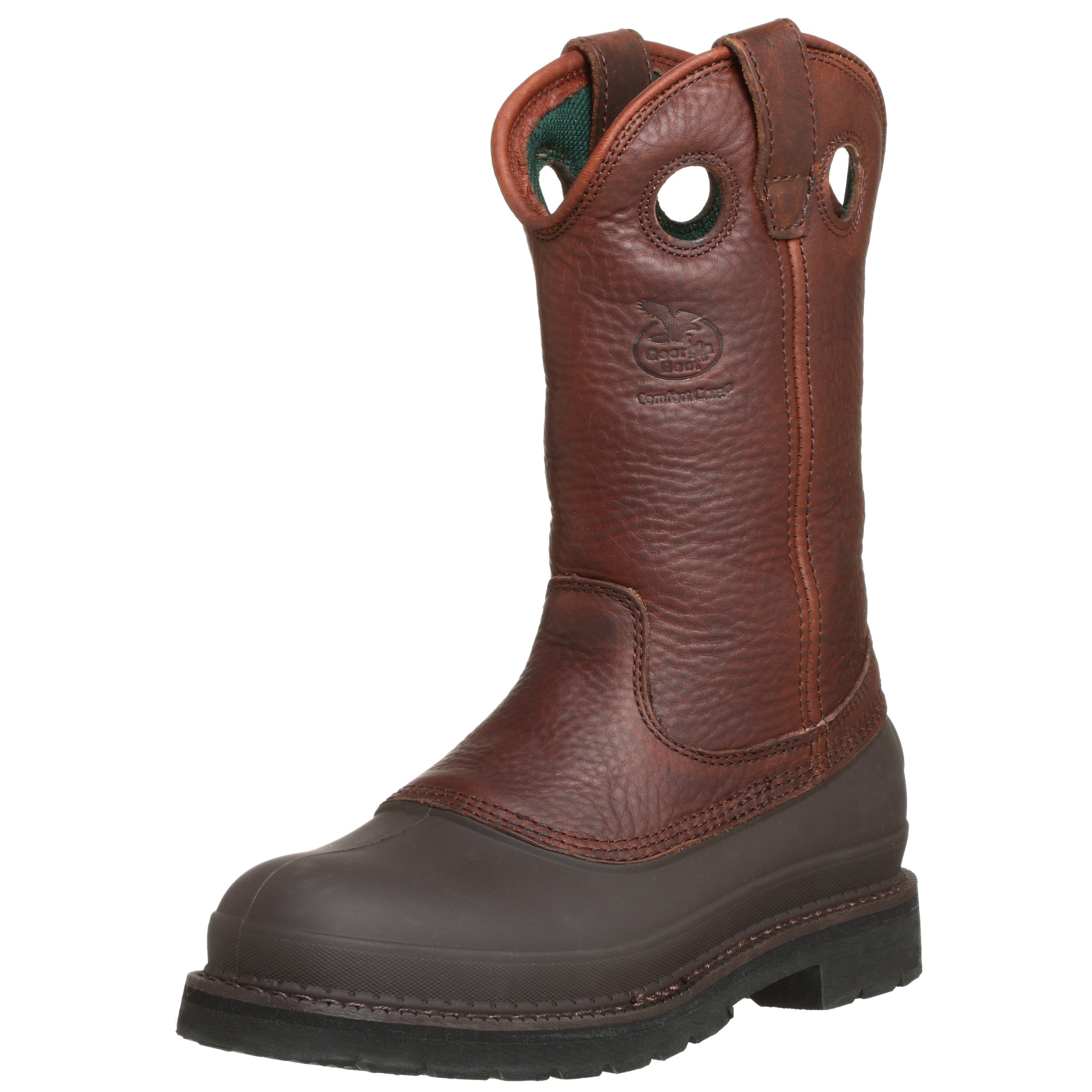 Georgia Boot Men's Pull-On Mud Dog Steel Toe Comfort Core Work Boots - Industrial & Construction Safety Shoes, Brown Natural, Size 7 US - Durable Footwear for Construction Sites, Farm Work & Outdoor Labor