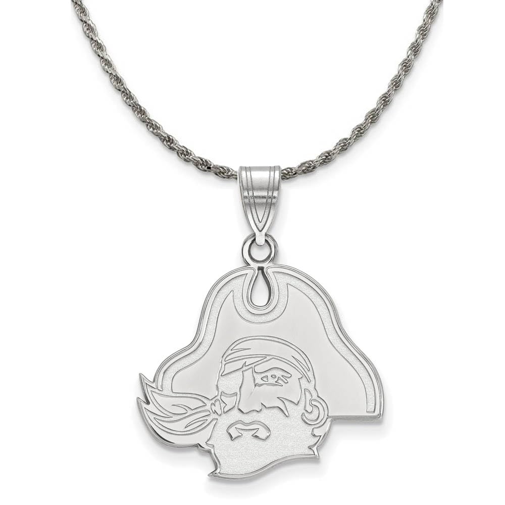 East Carolina University ECU Black Bow Sterling Silver Pendant Necklace - Perfect for Game Day, Graduation Gifts & School Spirit Jewelry
