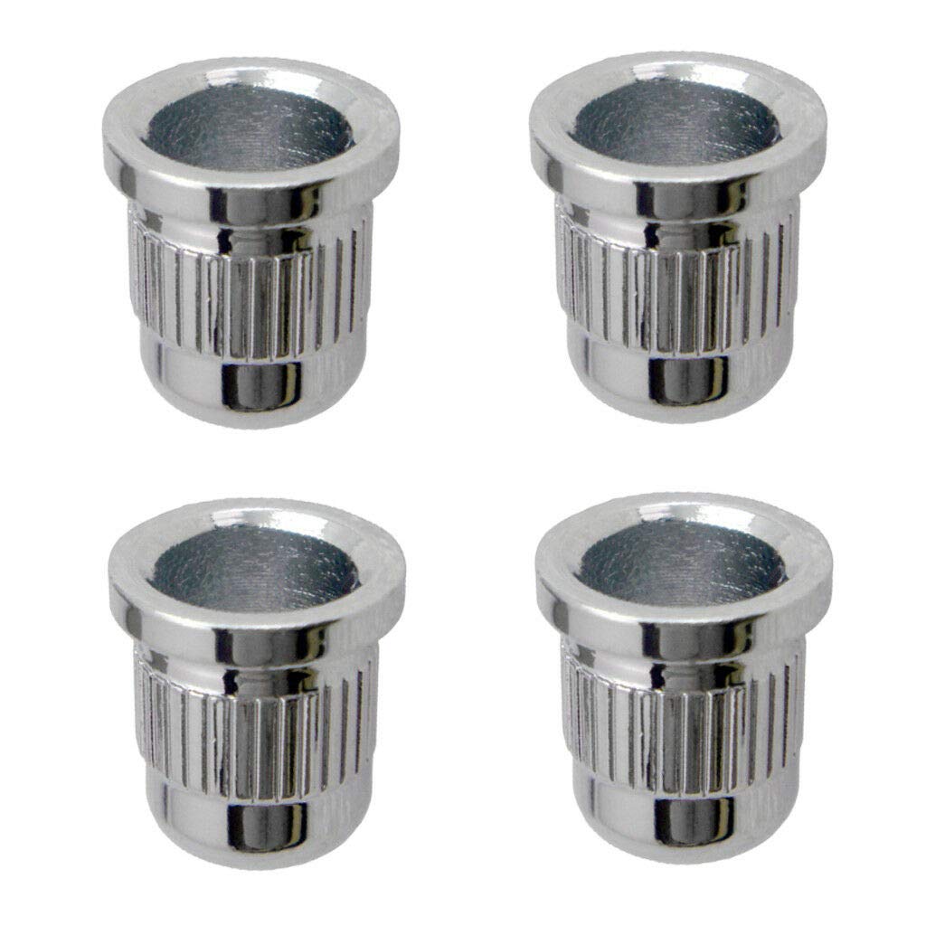 4-Piece Silver Through-Body String Mounting Ferrules for Electric Bass Guitar - Premium Guitar Parts for Enhanced Sustain & String Stability (Ideal for DIY Guitar Repair & Custom Builds)