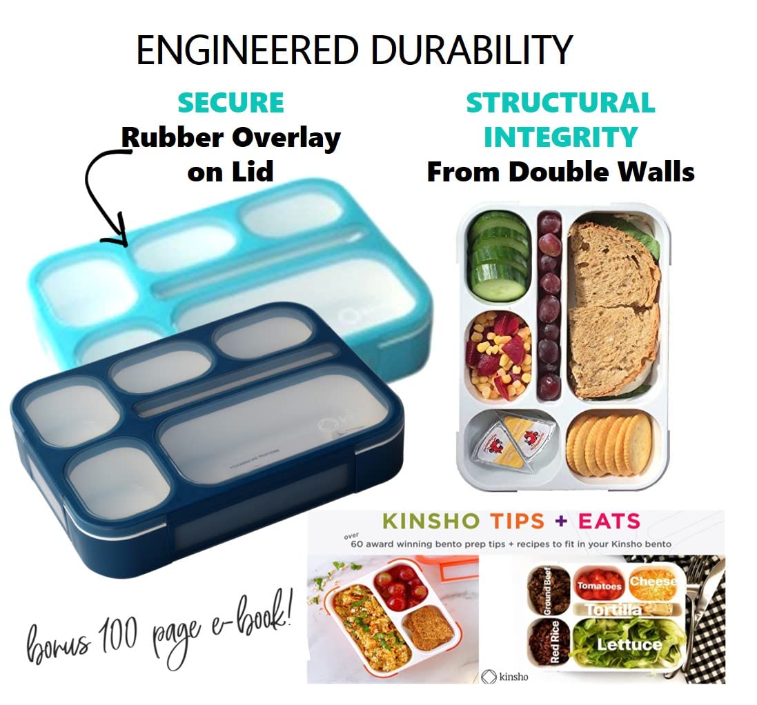 4-Pack Bento Lunch Box Set with 6 Leakproof Compartments | BPA-Free Meal Prep Containers for Kids, Toddlers & Adults | Perfect for School, Work, Picnics & Travel (Blue, Navy, Orange, Teal)