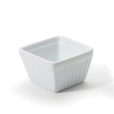 Bia Cordon Bleu 3 Oz Square Ramekin - White Ceramic Baking Dish for Crème Brûlée, Soufflé & Desserts | Perfect for Home Baking, Restaurant Use & Gourmet Cooking