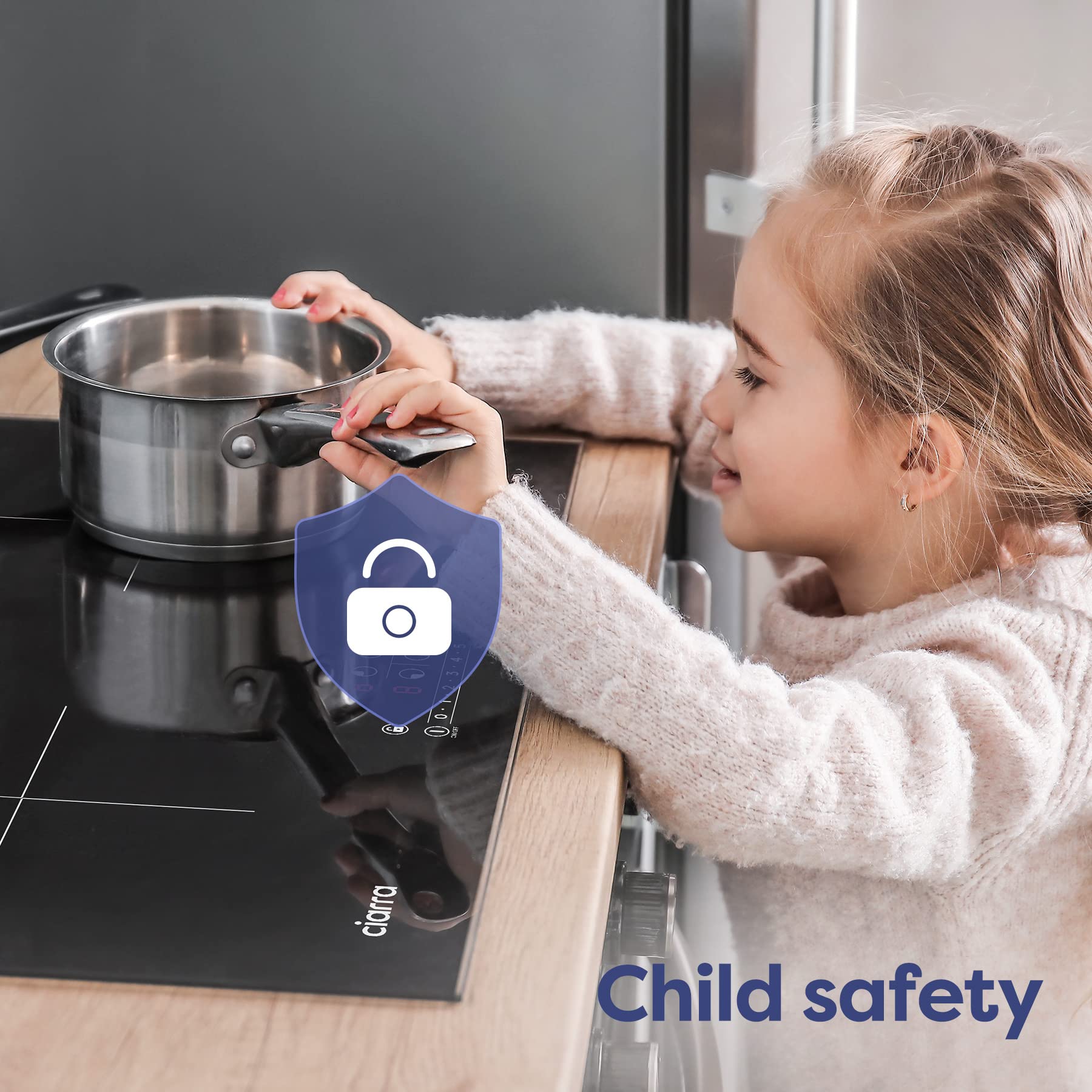 CIARRA CBBIH4B 4-Burner Induction Cooktop 7200W with Booster Function, Touch Control, Timer, Ceramic Glass, 9 Power Levels, Child Safety Lock - Perfect for Home Kitchens, Restaurants & Outdoor Cooking