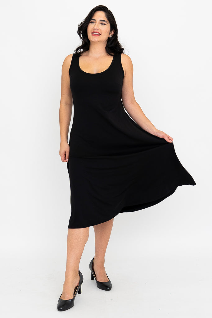 Becca Dress - Soft Bamboo Fabric Women's Black Dress for Casual Wear, Office & Date Night