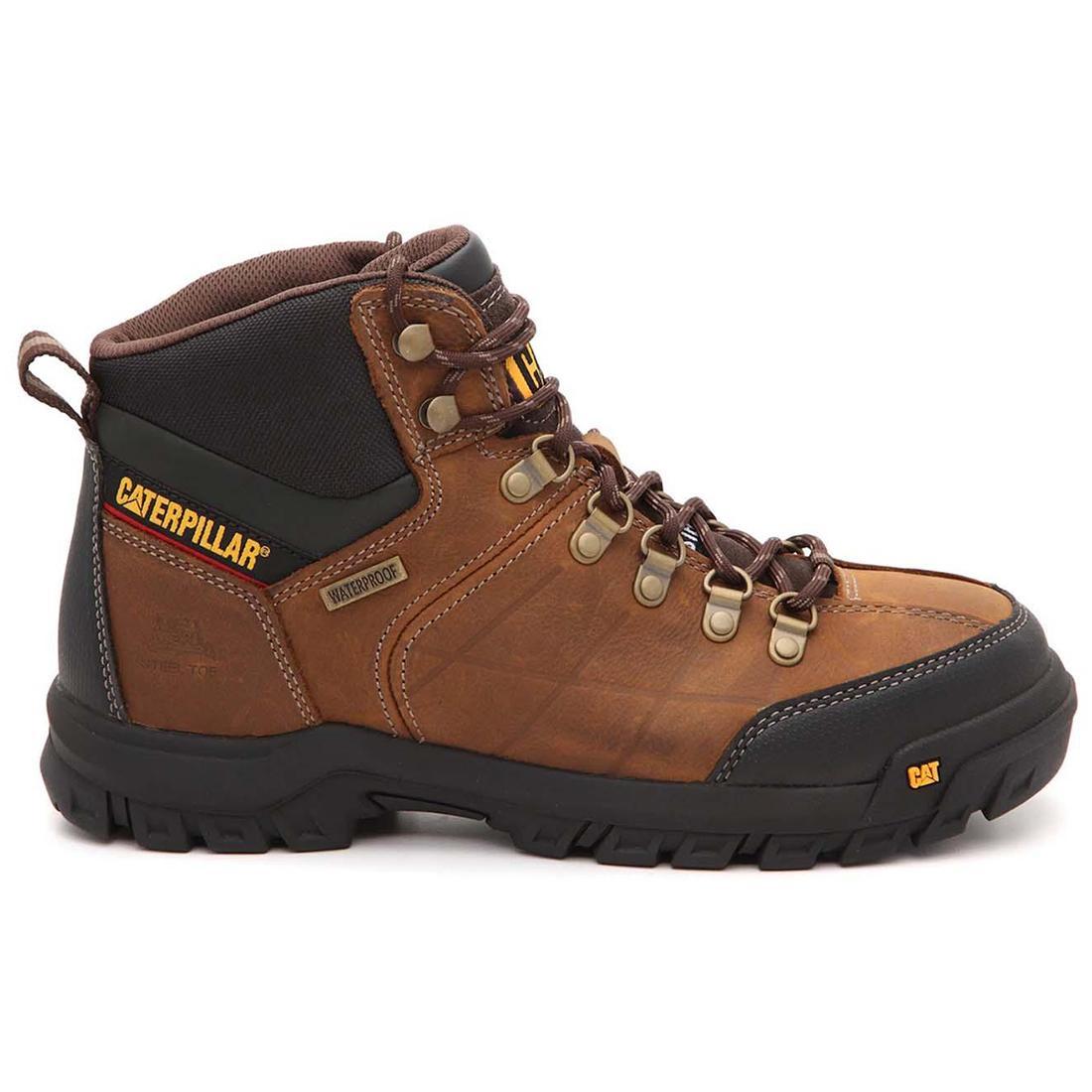 Threshold Steel Toe Waterproof Work Boots for Men - Brown Leather Safety Shoes with Slip Resistant Sole | Ideal for Construction, Warehouse & Outdoor Work