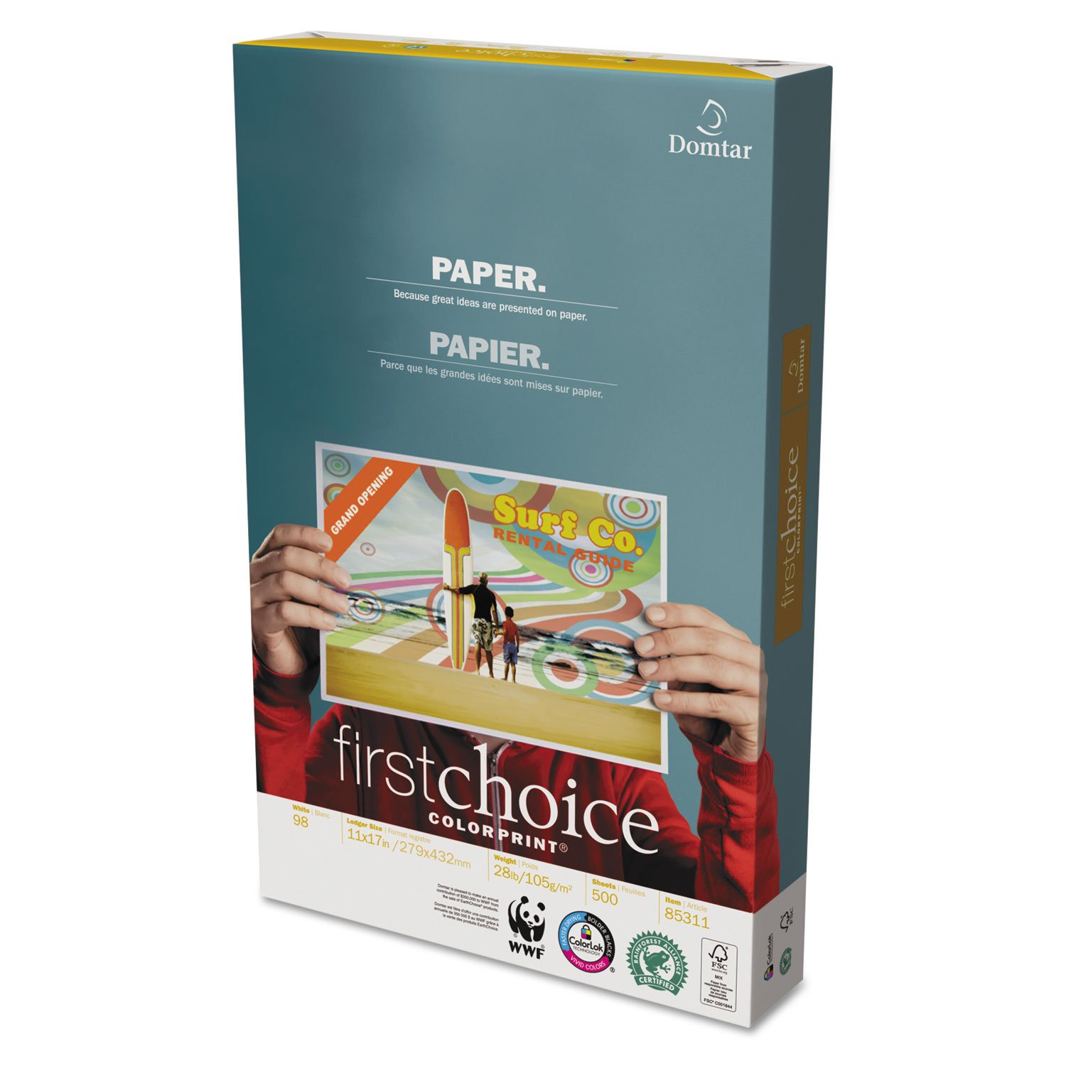 Domtar First Choice ColorPrint Premium Paper - 8.5 x 11 Inches, 24 lb, 98 Brightness - Ideal for Professional Printing, Office Documents & Vibrant Marketing Materials