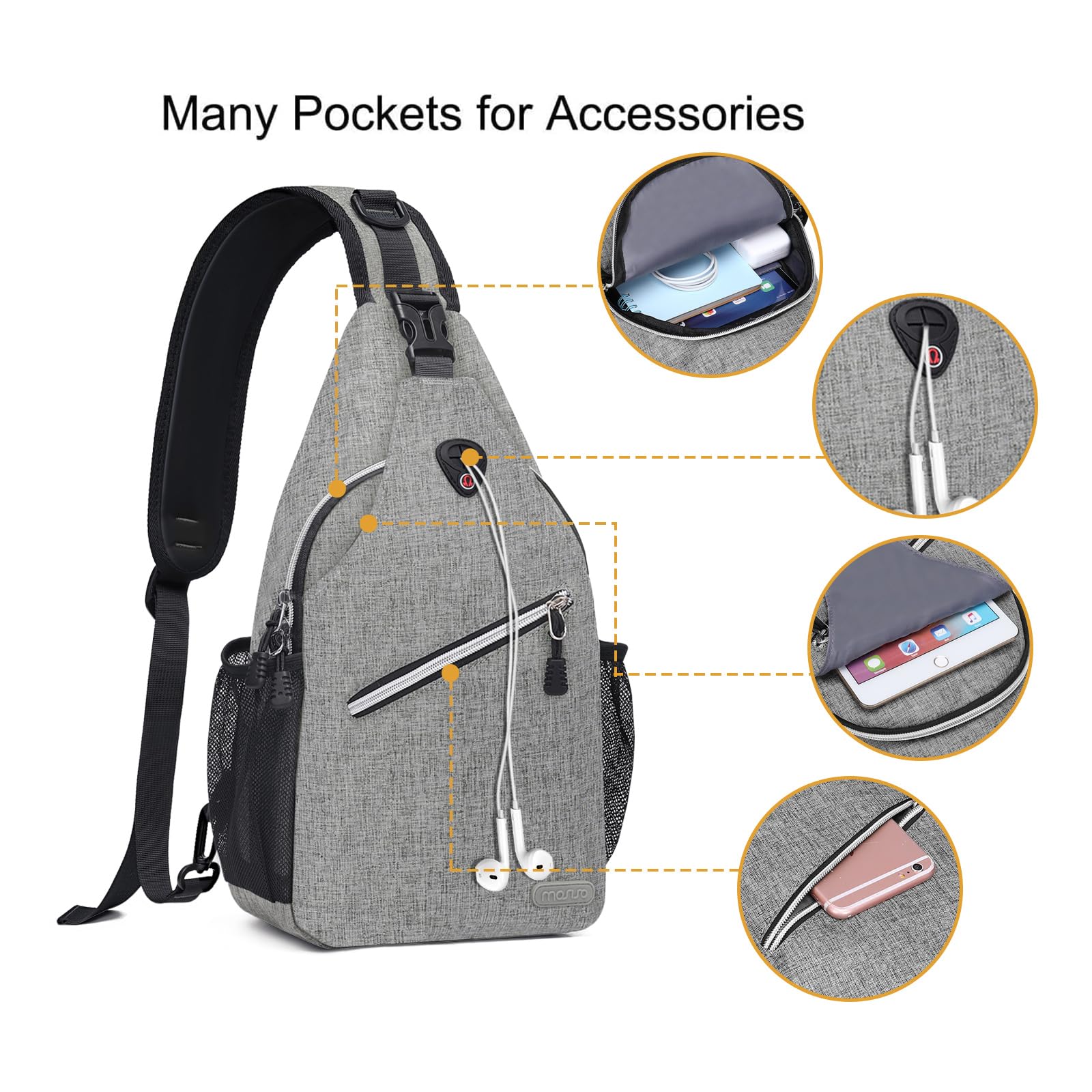 MOSISO Sling Backpack for Men & Women - Waterproof Crossbody Shoulder Bag, Lightweight Travel Hiking Daypack for Outdoor Activities, Commuting, and Gym Use