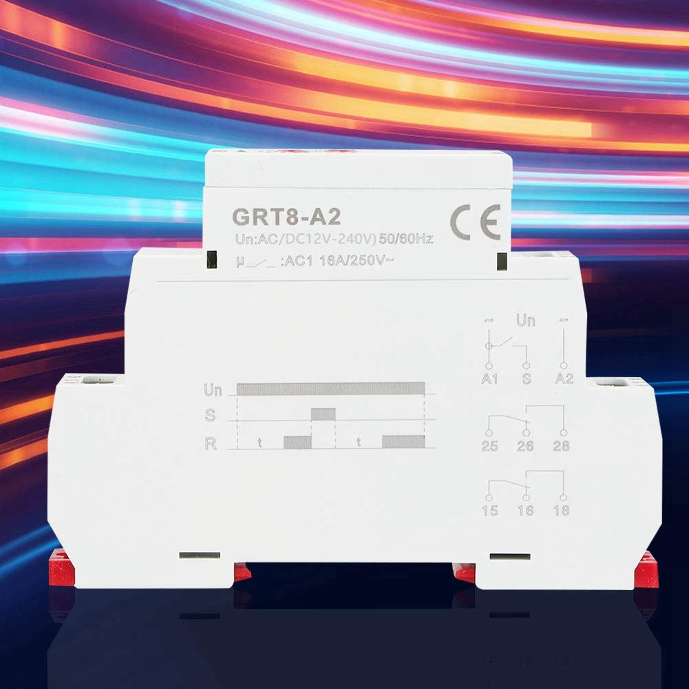 GRT8 DIN Rail Timer Relay - AC/DC 12V-240V, Single Function Industrial Timer for Automation Control | Perfect for HVAC Systems, Motor Controls & Industrial Machinery