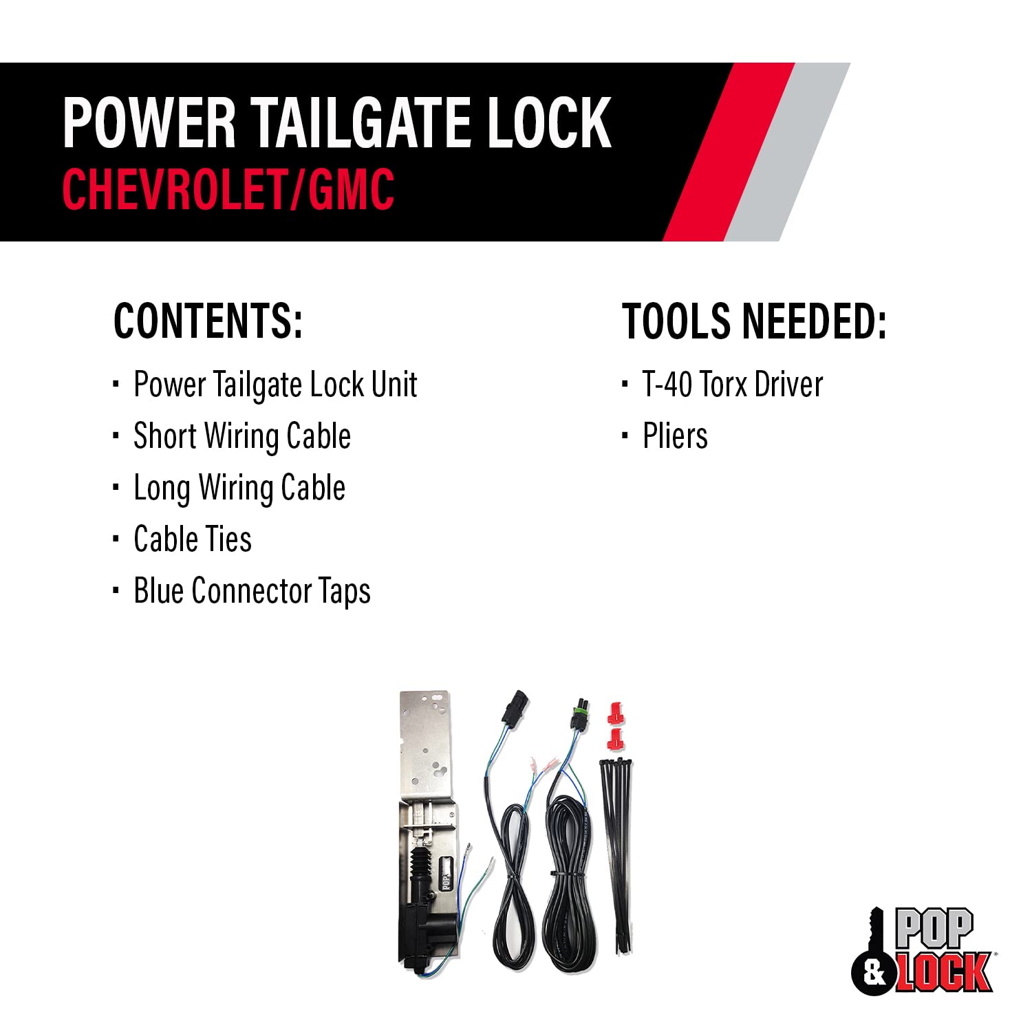 Pop & Lock PL8110 Power Tailgate Lock for Chevy/GMC Trucks & SUVs - Secure Remote-Controlled Tailgate Protection for Silverado, Sierra, Tahoe & More (Perfect for Parking Lots, Job Sites & Outdoor Adventures)