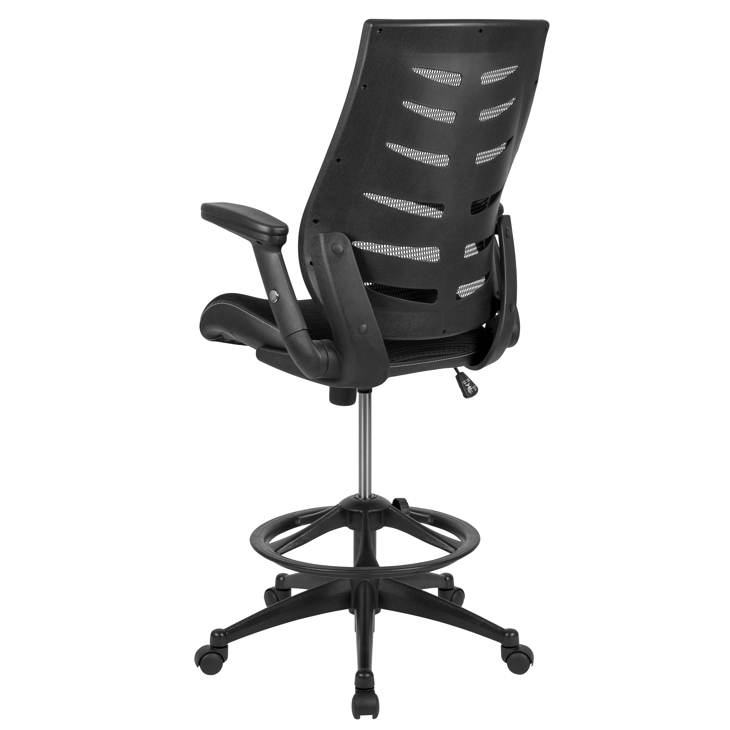 FLASH Kale High Back Ergonomic Drafting Chair - Adjustable Mesh Spine Support, Foot Ring & Flip-Up Arms - Perfect for Office, Gaming & Home Workspaces