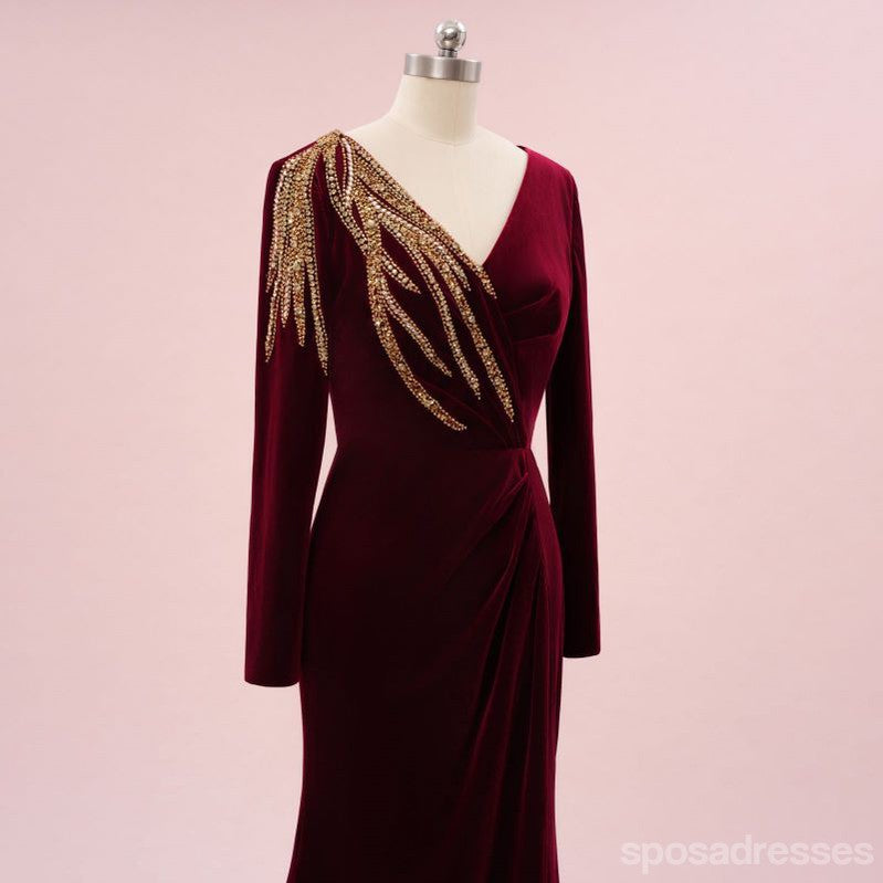Elegant Mermaid Dark Red V-Neck Maxi Long Prom Dress for Women - Formal Evening Gown for Parties, Homecoming, Weddings & Special Occasions