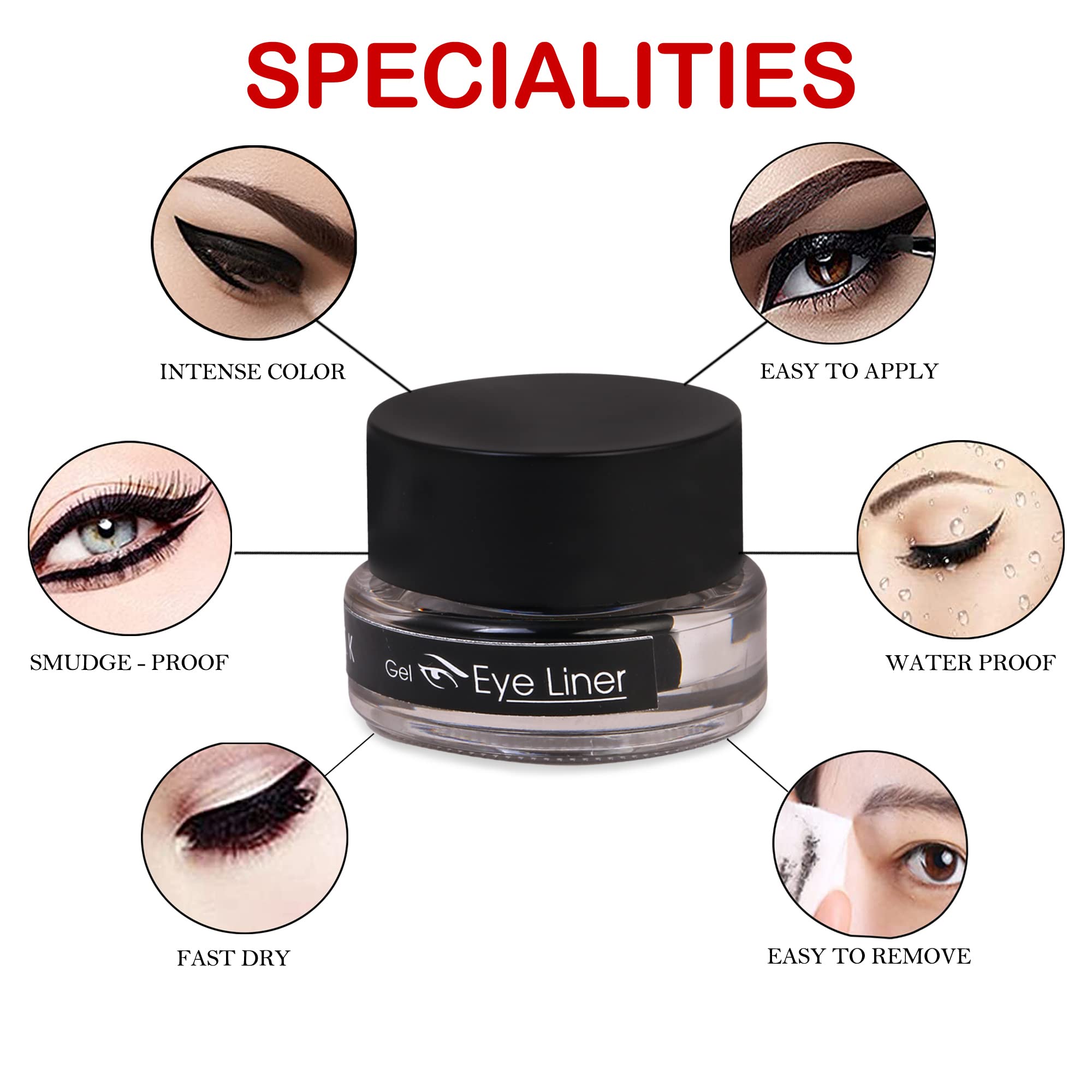 Matte White Eyeliner Gel - 3g Smudge-Proof Waterproof Eye Liner for Dramatic Makeup Looks, Halloween Costumes & Creative Face Painting