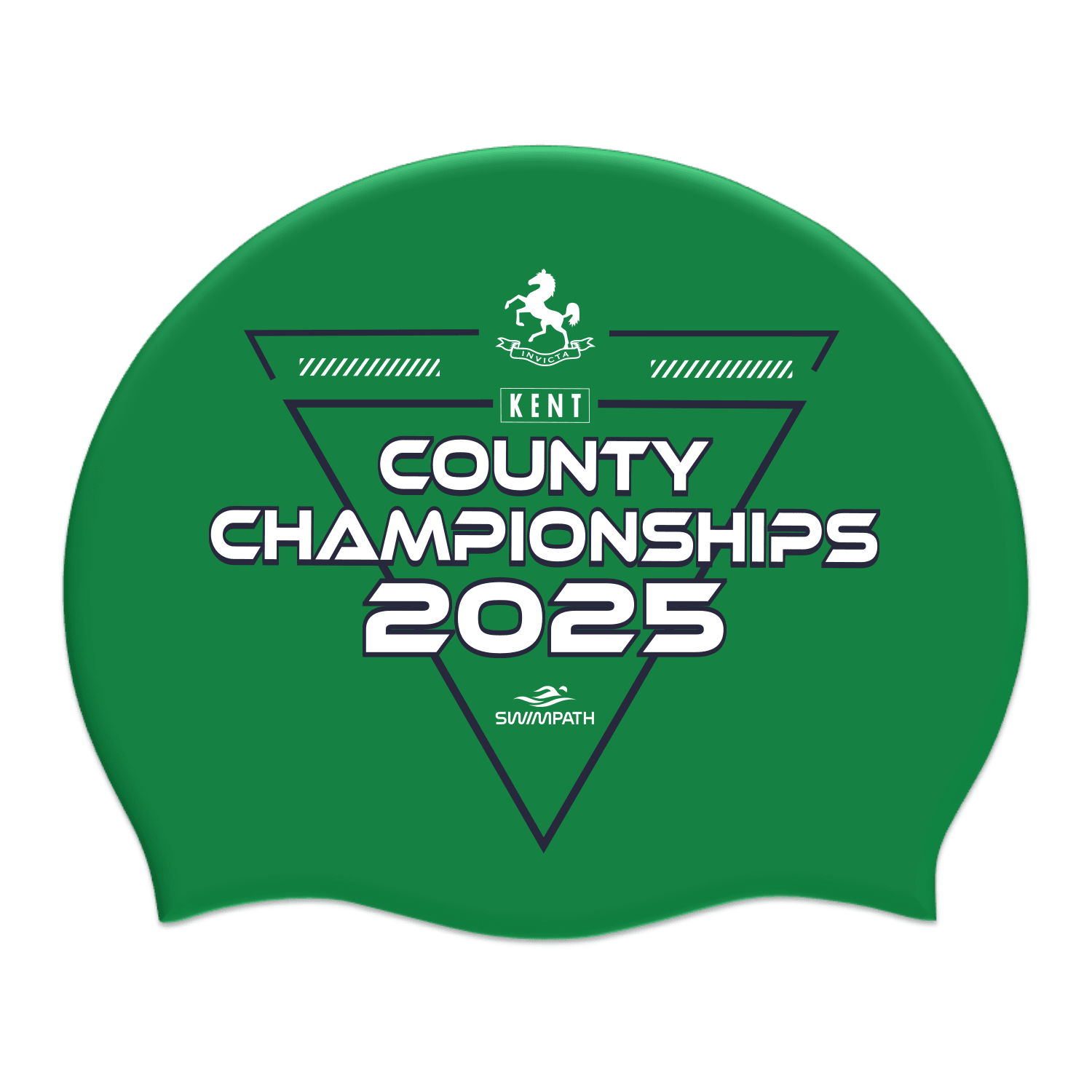 Kent County ASA County Championships 2025 Silicone Suede Swimming Cap - Kelly Green | Competition Swim Gear for Pool & Open Water Training