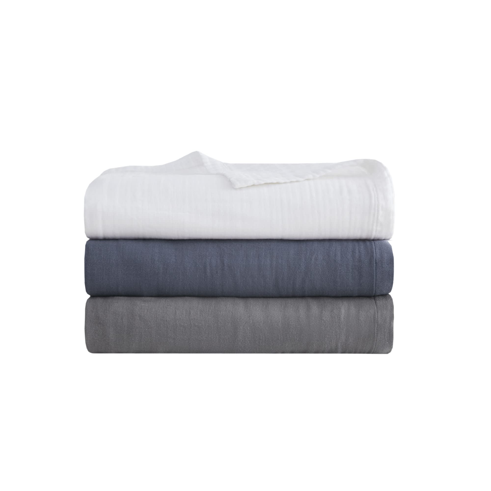 100% Cotton Gauze Blanket - Soft, Breathable & Lightweight Summer Blanket - 3 Layer All Season Blanket for Bed, Couch & Office - Full/Queen Size 90x90 Inches - Charcoal Grey - Perfect for Home, Travel & Baby Nursery