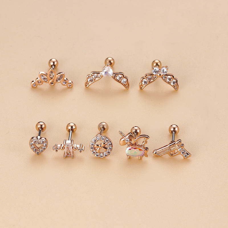 20G Hypoallergenic Heart Stud Earrings - Surgical Steel Cartilage Tragus Helix Piercing Jewelry | Perfect for Unicorn Tragus, Ear Cuffs & Unique Ear Stacks