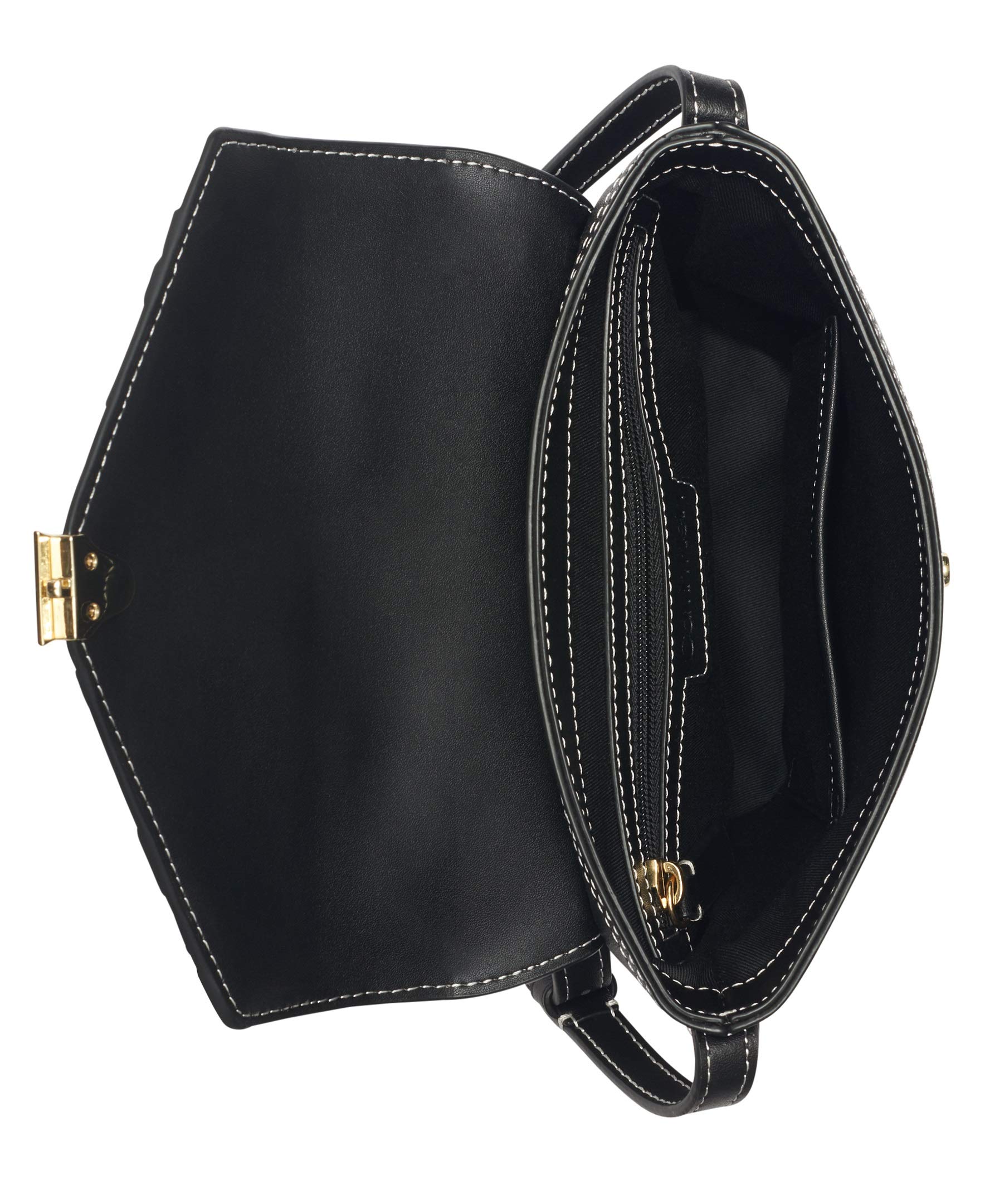 Calvin Klein Statement Series Lock Flap Daytona Leather Bucket Crossbody Bag for Women | Stylish Shoulder Purse for Work, Travel & Everyday Use