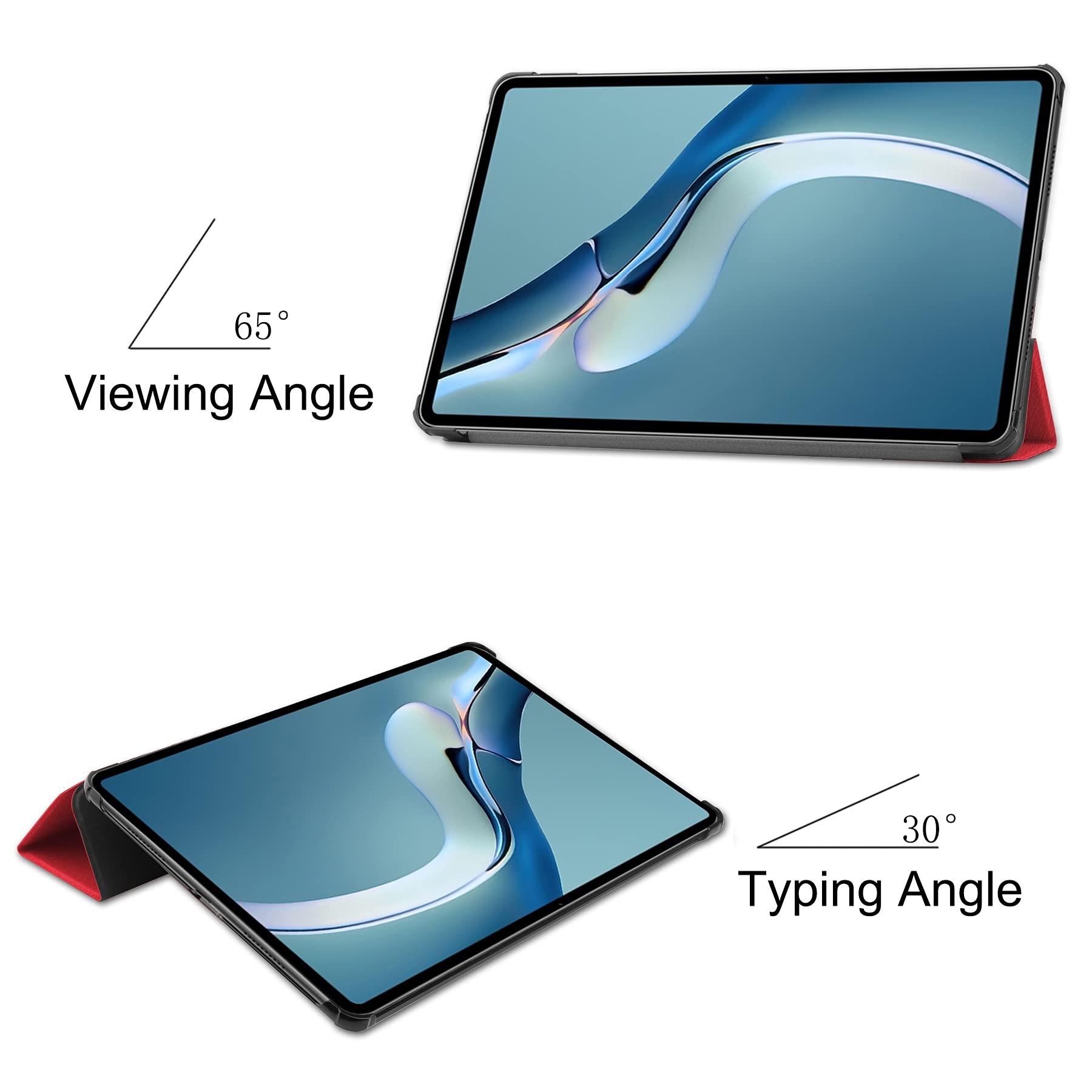 Premium Shockproof Tablet Case for Huawei MatePad Pro 12.6 (2021 Model) - Lightweight Trifold Stand with Hard PC Back Cover | Full-Body Protection | Rugged Design | Multiple Color Options (Red) | Perfect for Work, Travel & Entertainment