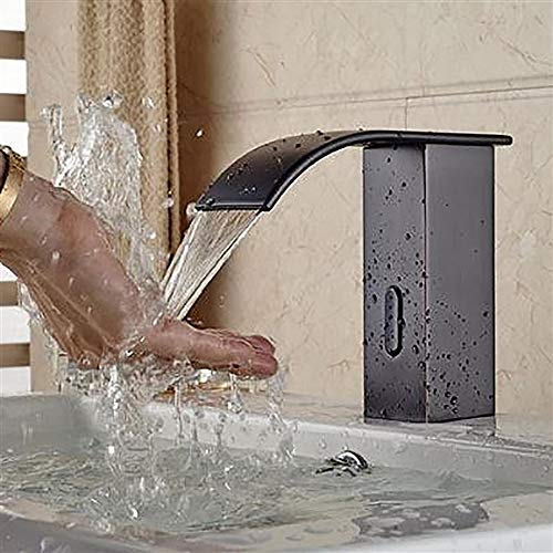 BathSelect Victorian Deck Mount Waterfall Commercial Electronic Motion Sensor Touchless Faucet - BS-BAH2635 Oil Rubbed Bronze (Hot & Cold Mixer) for Restaurants, Hotels & Public Restrooms
