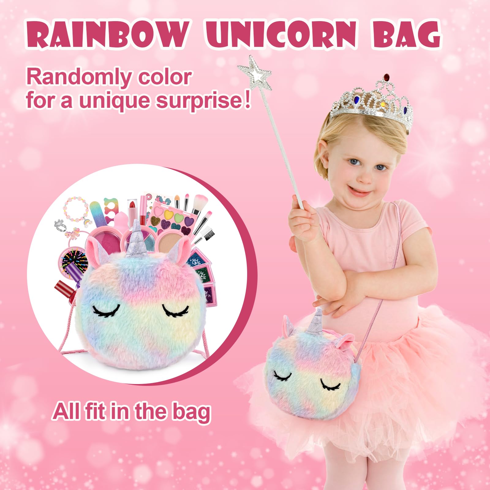 Anpro Kids Makeup Kit - Safe & Washable for Girls 3-10, Birthday Gift & Playtime Fun