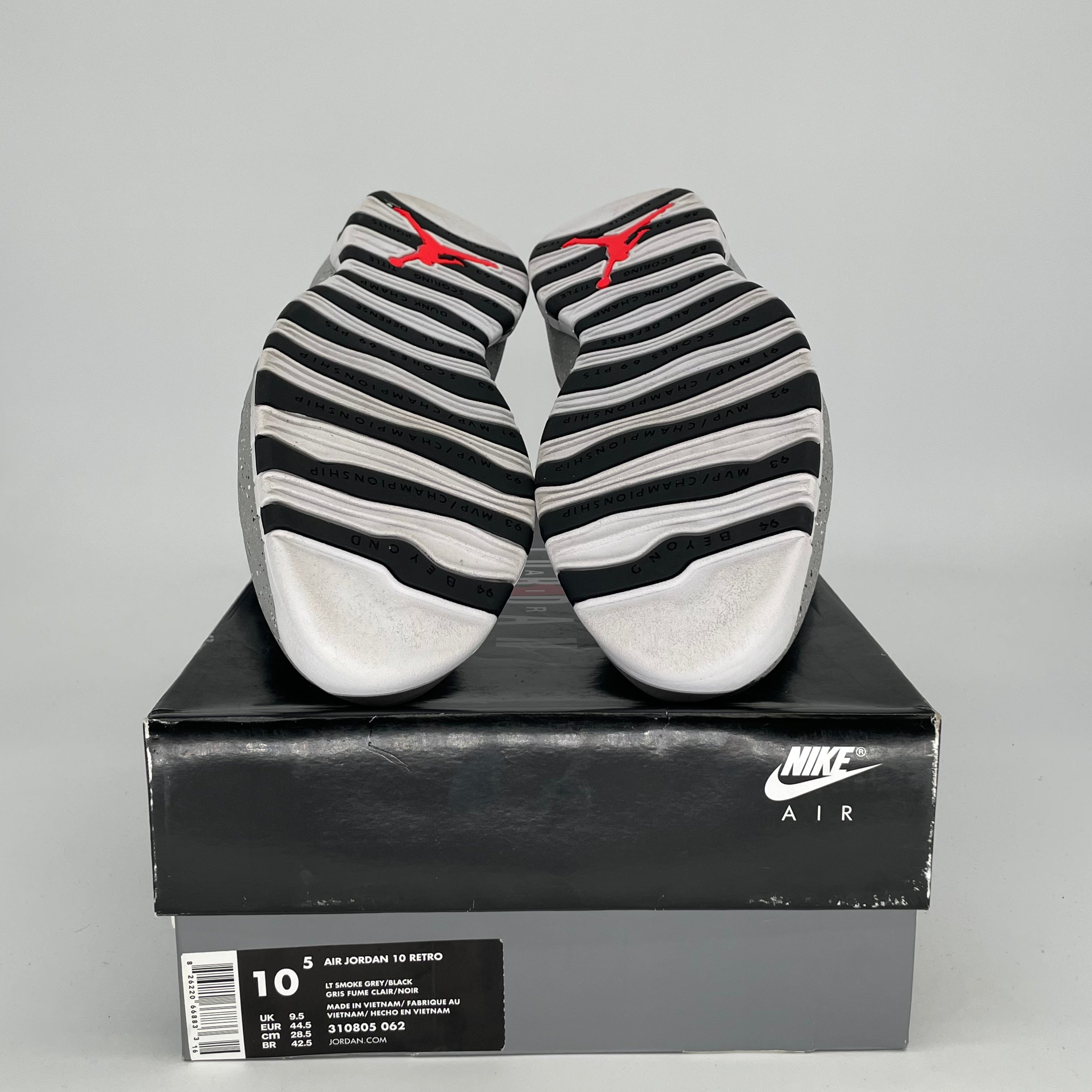 AIR JORDAN 10 Retro Light Smoke Grey Basketball Shoes - Men's Size 10.5/Women's Size 12 (Style 310805-062) - Perfect for Streetwear, Sneaker Collection & Casual Sports