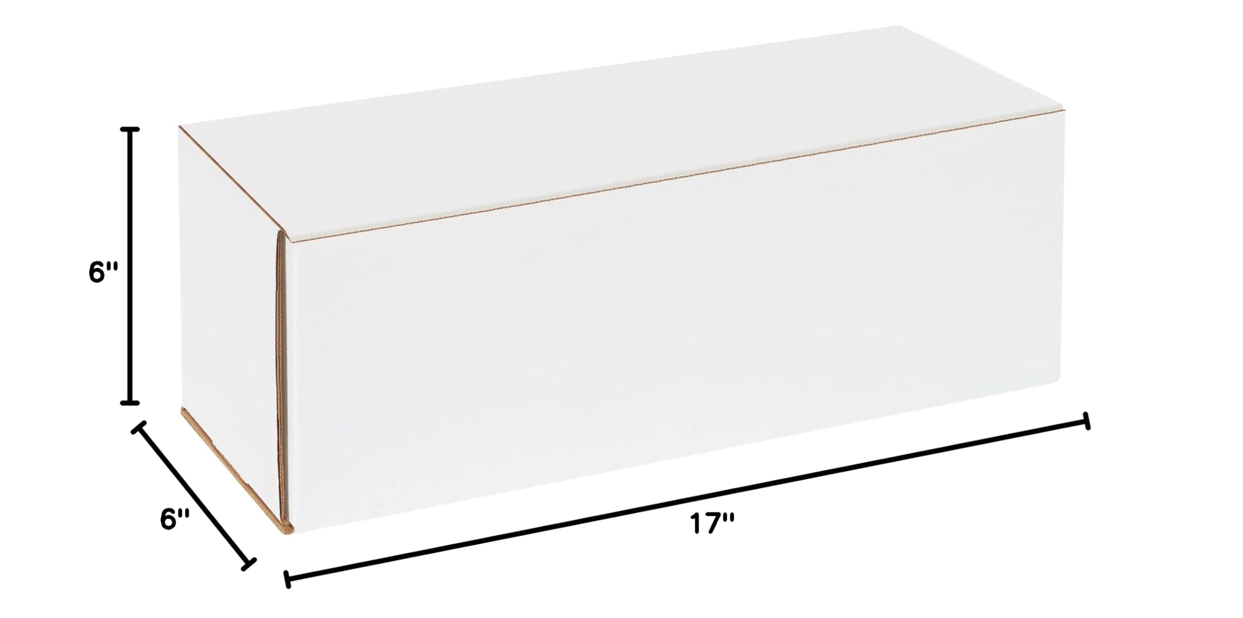 BOX USA 17 x 6 x 6 Inches Corrugated Cardboard Mailers - Tuck Top One-Piece Die-Cut Shipping Cartons, Large White Mailing Boxes (Pack of 50) | Perfect for Ecommerce Shipping, Small Business Packaging & USPS Priority Mail