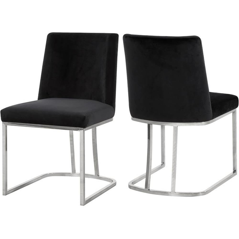 MAKLAINE Modern Black Velvet Dining Chairs (Set of 2) - Elegant Upholstered Side Chairs for Dining Room, Kitchen, or Home Office - Perfect for Small Spaces and Contemporary Decor