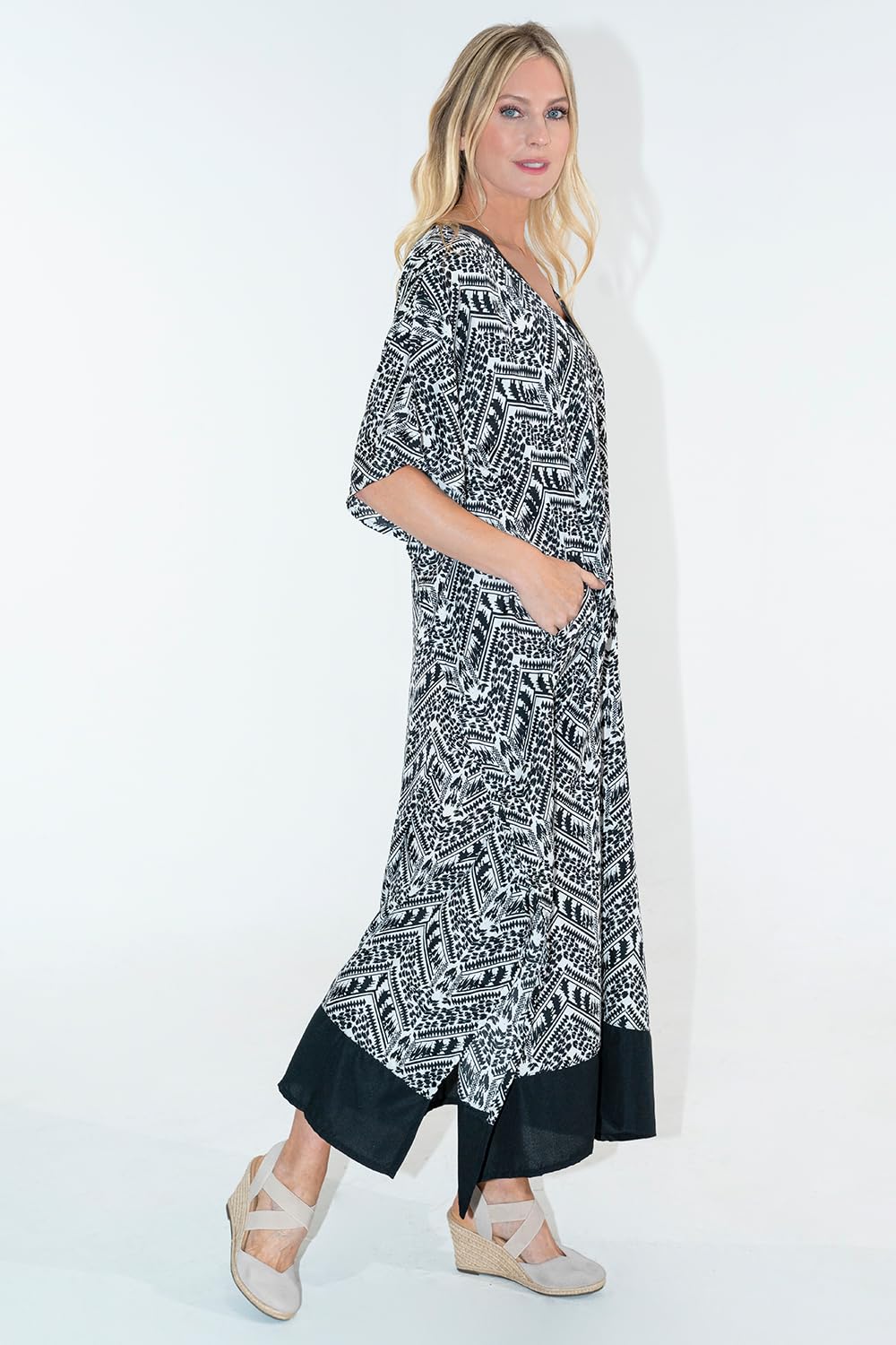 Miss Lavish London Women's Kaftan Tunic Kimono Maxi Dress - Flowy Summer Beach Cover Up Dress for Women Plus Size 1X-5X | Perfect for Vacations, Pool Parties & Boho Outfits