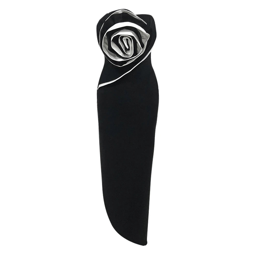 Sexy Black Off Shoulder Floral Bodycon Long Dress for Women - Perfect for Birthday Parties, Homecoming & Special Occasions
