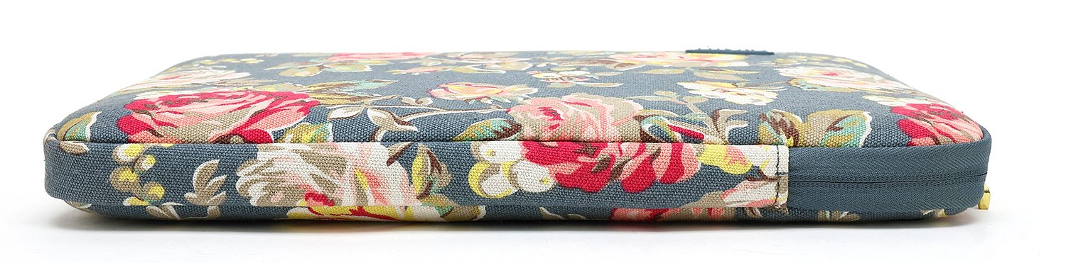Kayond Water-Resistant Canvas 15.6 Inch Laptop Sleeve - Blue Water Hyacinth Design for Office, School & Travel