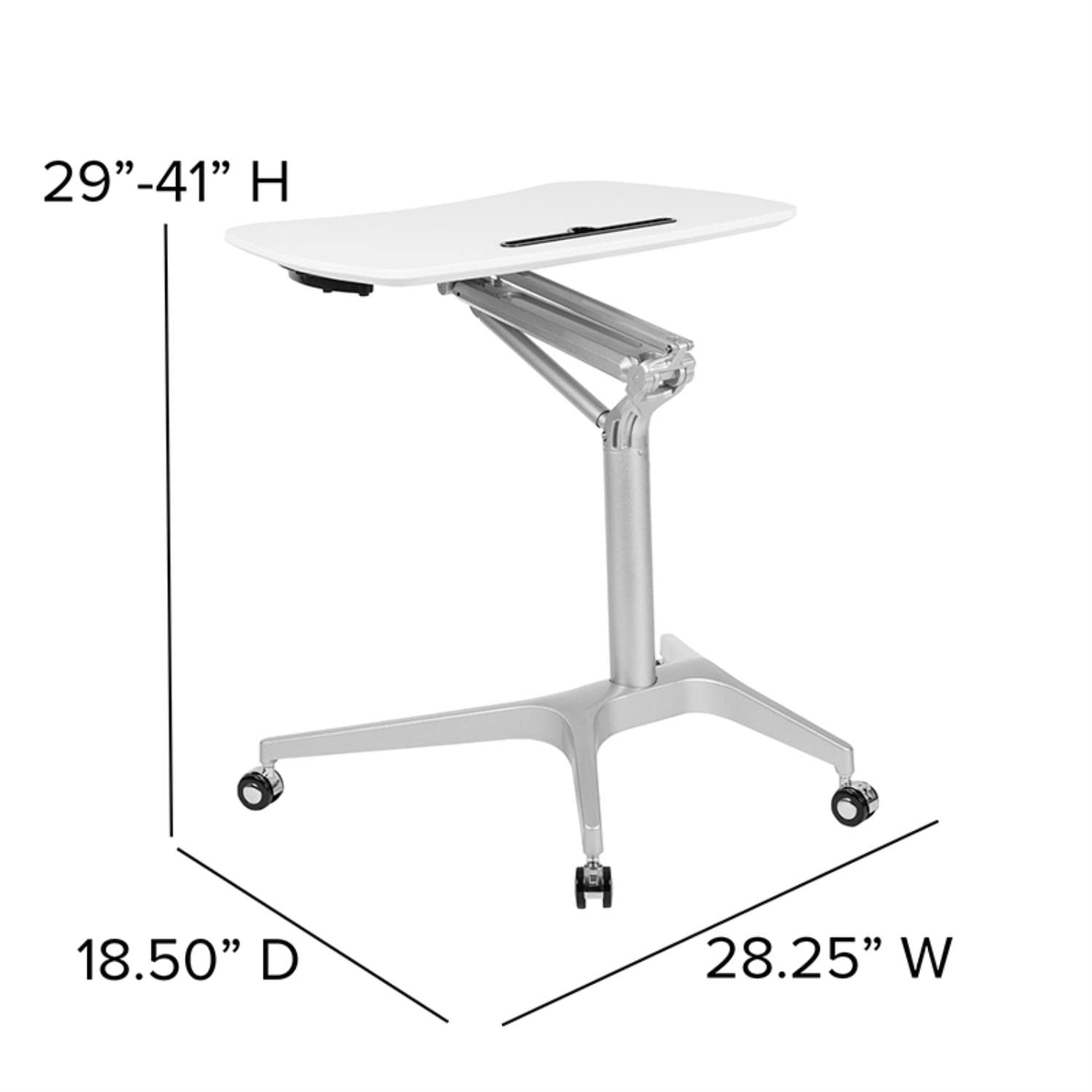 Flash Furniture Gia Mobile Sit-Stand Adjustable Height Ergonomic Computer Desk - 28.25