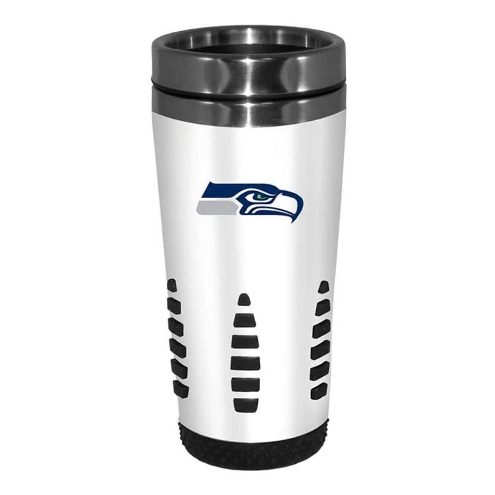 Seattle Seahawks White Huntsville Travel Mug - Insulated Coffee Tumbler for Hot & Cold Drinks - Perfect for Commuting, Camping, and Office Use
