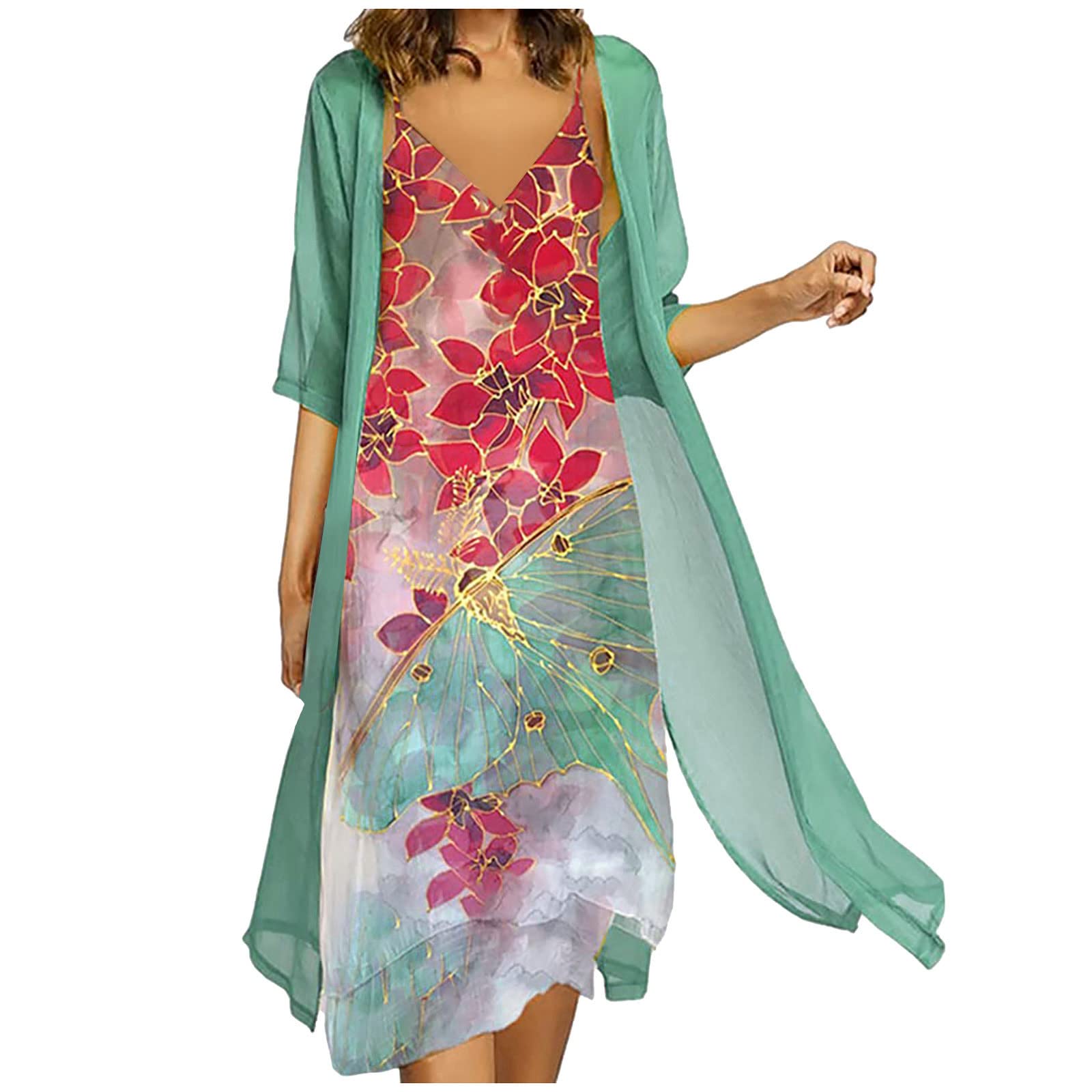 Elegant Two Piece Dresses for Women - Sleeveless Chiffon Midi Cocktail Dress for Summer, Beach & Vacation | Perfect for Parties, Weddings & Outdoor Events
