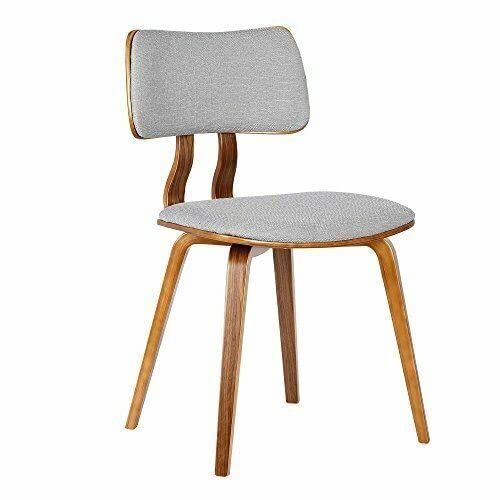 Grey Fabric & Walnut Wood Dining Chairs - Modern Kitchen Chairs Set of 4 - Comfortable & Stylish for Dining Room, Breakfast Nook, and Small Space