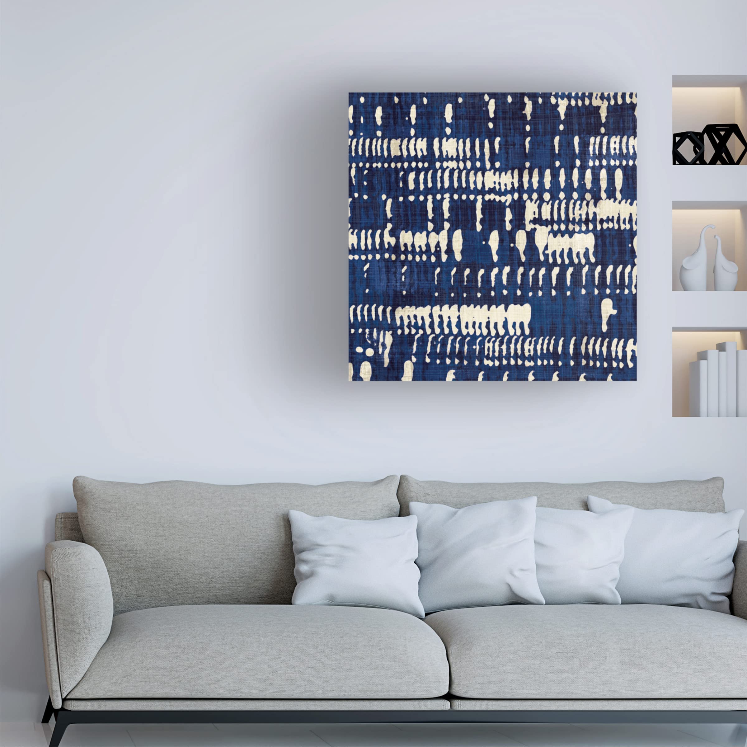 Trademark Fine Art 'Indigo Batik IV' Canvas Wall Art Print by Wild Apple Portfolio - Modern Home Decor for Living Room, Bedroom & Office