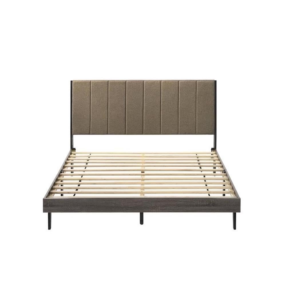 Acme Valdemar Solid Wood Queen Bed Frame in Brown & Weathered Gray - Perfect for Master Bedroom, Guest Room & Farmhouse Style Decor