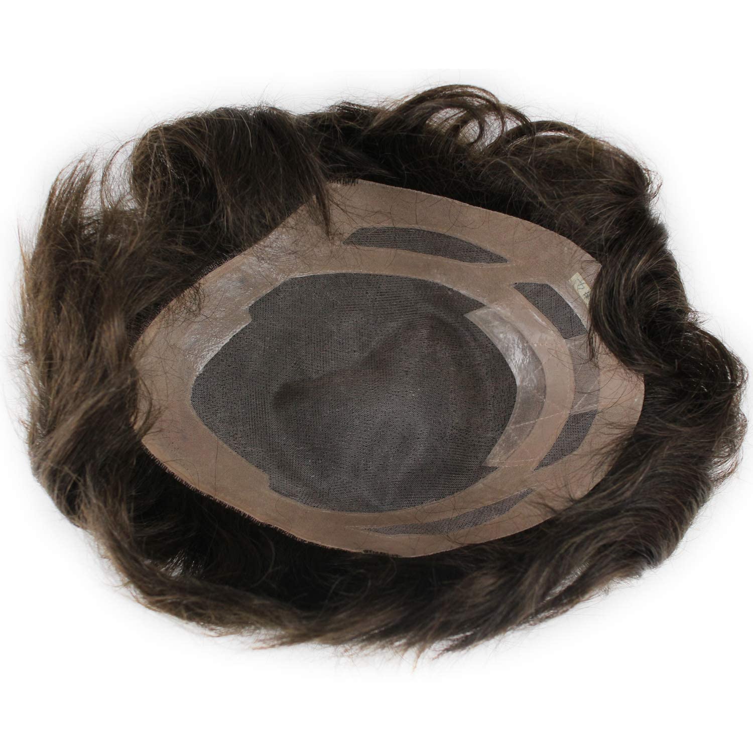 Natural Real Human Hair French Lace Toupee with PU Thin Skin for Men - #4 Medium Brown Hairpiece | Perfect for Daily Wear, Weddings & Hair Loss Solutions