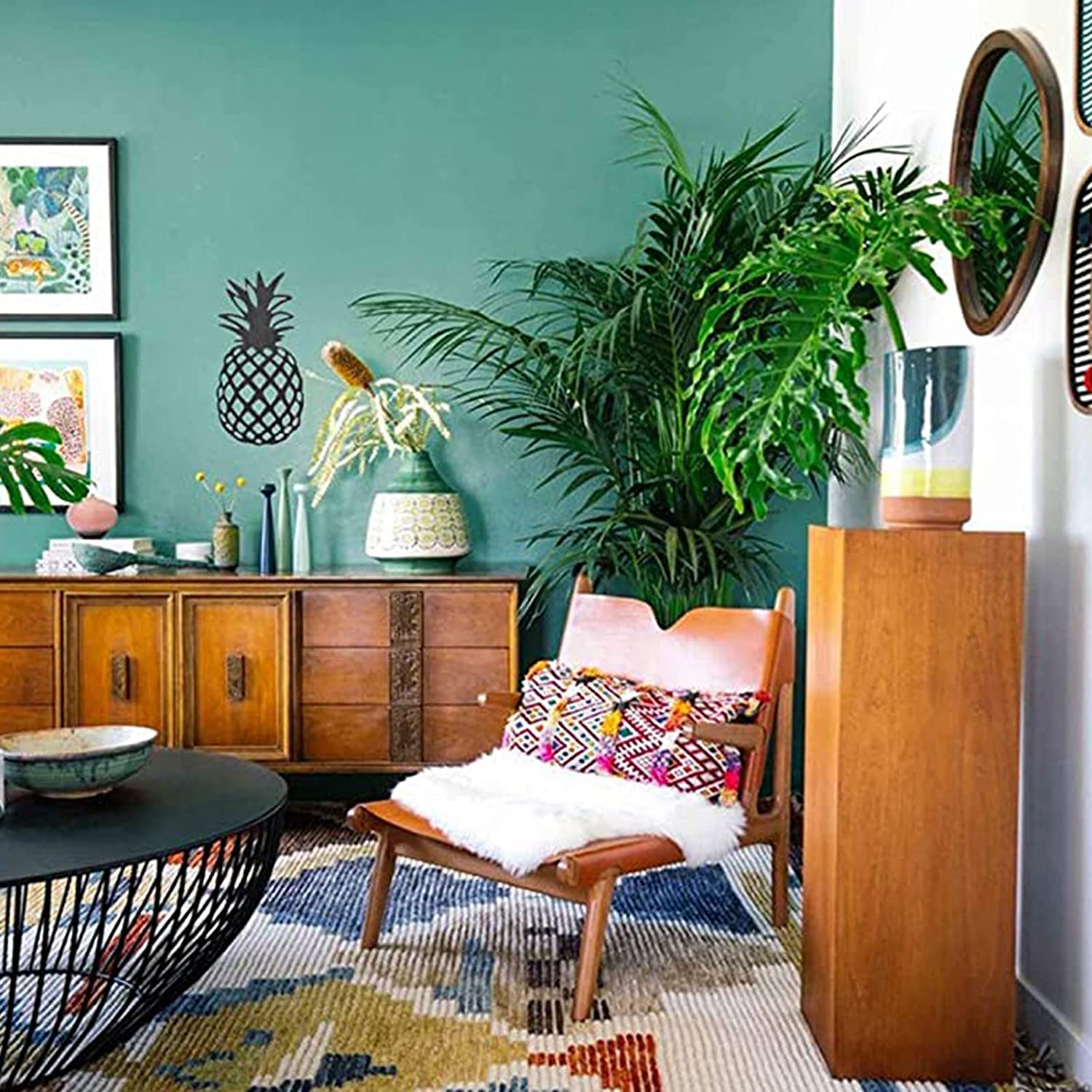 Rustic Metal Pineapple Wall Art Sculpture - Tropical Geometric Wall Decor for Kitchen, Bedroom, Living Room - Handmade Metal Wall Hanging for Home & Office Decor