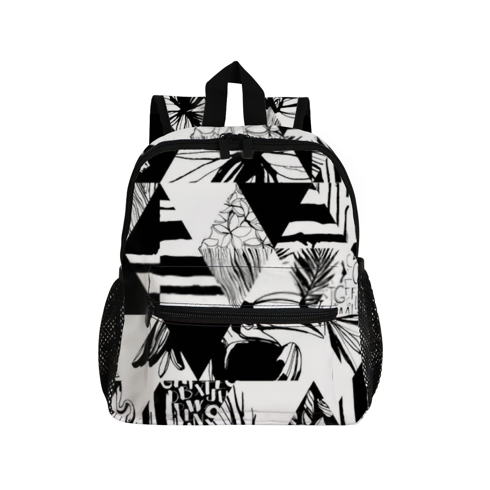 Vintage Floral Triangle Print Kids Backpack - Waterproof School Backpack for Boys & Girls - Toddler & Kindergarten Backpack for Daily Use, Travel & Outdoor Activities