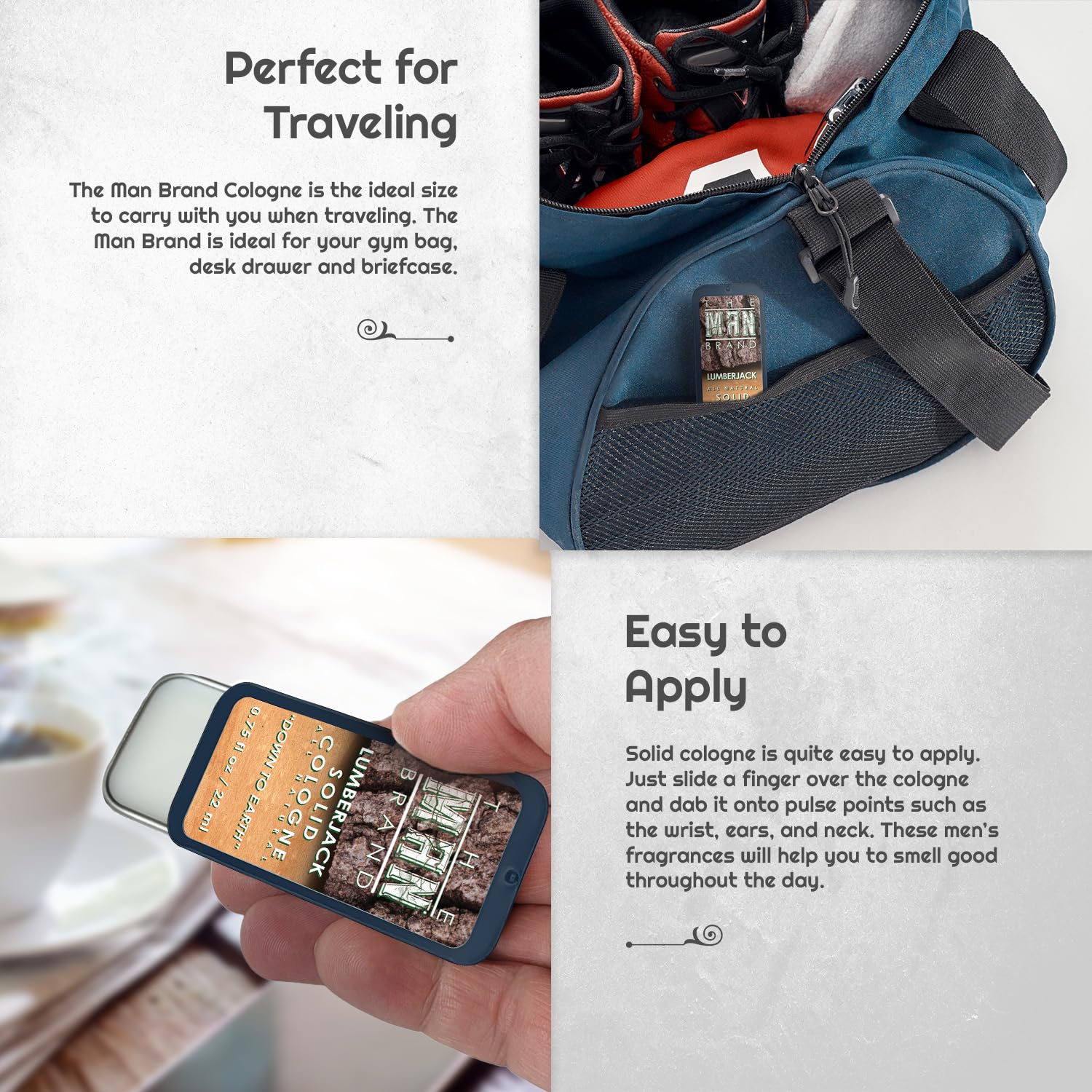 Natural Lumberjack Solid Cologne for Men - Wooden Scented Fragrance Wax (3/4 oz Travel Size) - Perfect for Outdoor Adventures, Camping & Daily Wear