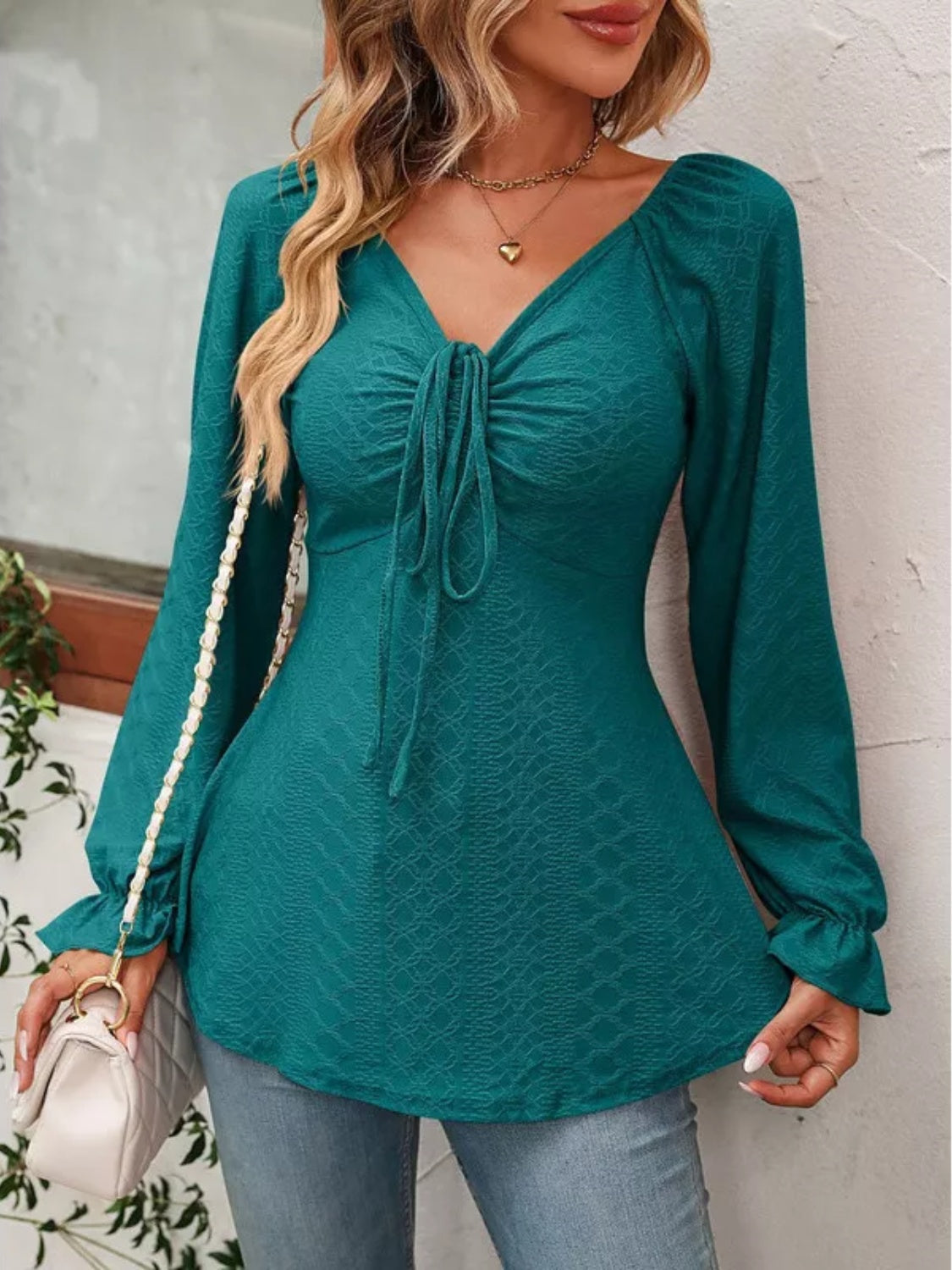 Women's Full Size Long Sleeve Blouse - Comfortable Stretch Fit Casual Shirt for Work, Office & Everyday Wear