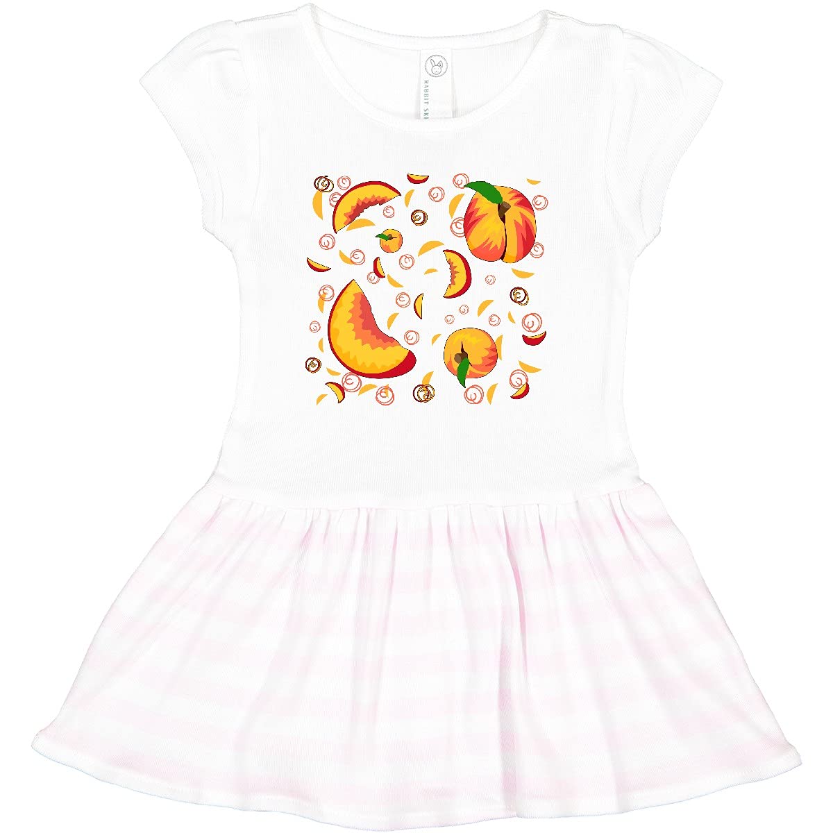 Inktastic Peach Fruit Party Toddler Dress - Cute Summer Outfit for Girls, Soft Cotton Baby Dress with Fun Fruit Print, Perfect for Birthday Parties, Playdates & Family Photos