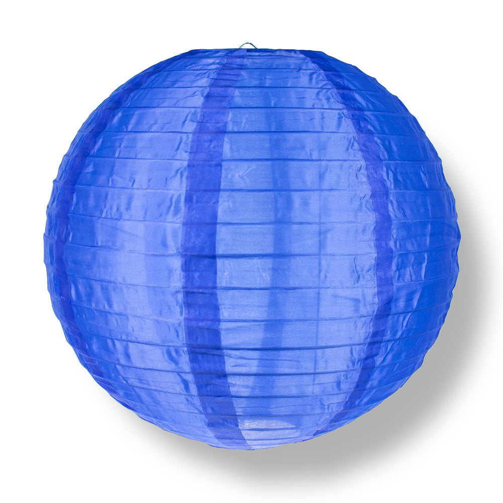 10 Pack Navy Blue Round Shimmering Nylon Lanterns with Even Ribbing - Hanging Party Decorations for Indoor/Outdoor Weddings, Garden Parties & Home Decoration (String Lights Sold Separately)