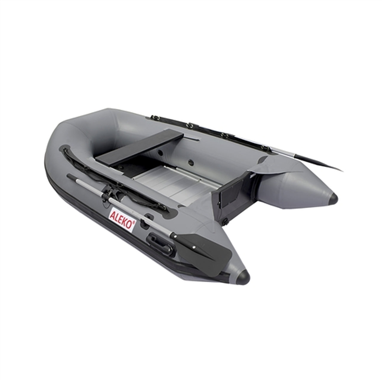 Aleko 8.4 ft Inflatable Boat with Aluminum Floor - Lightweight Gray Dinghy for Fishing, Boating & Water Sports | Portable Boat for Lakes, Rivers & Coastal Use