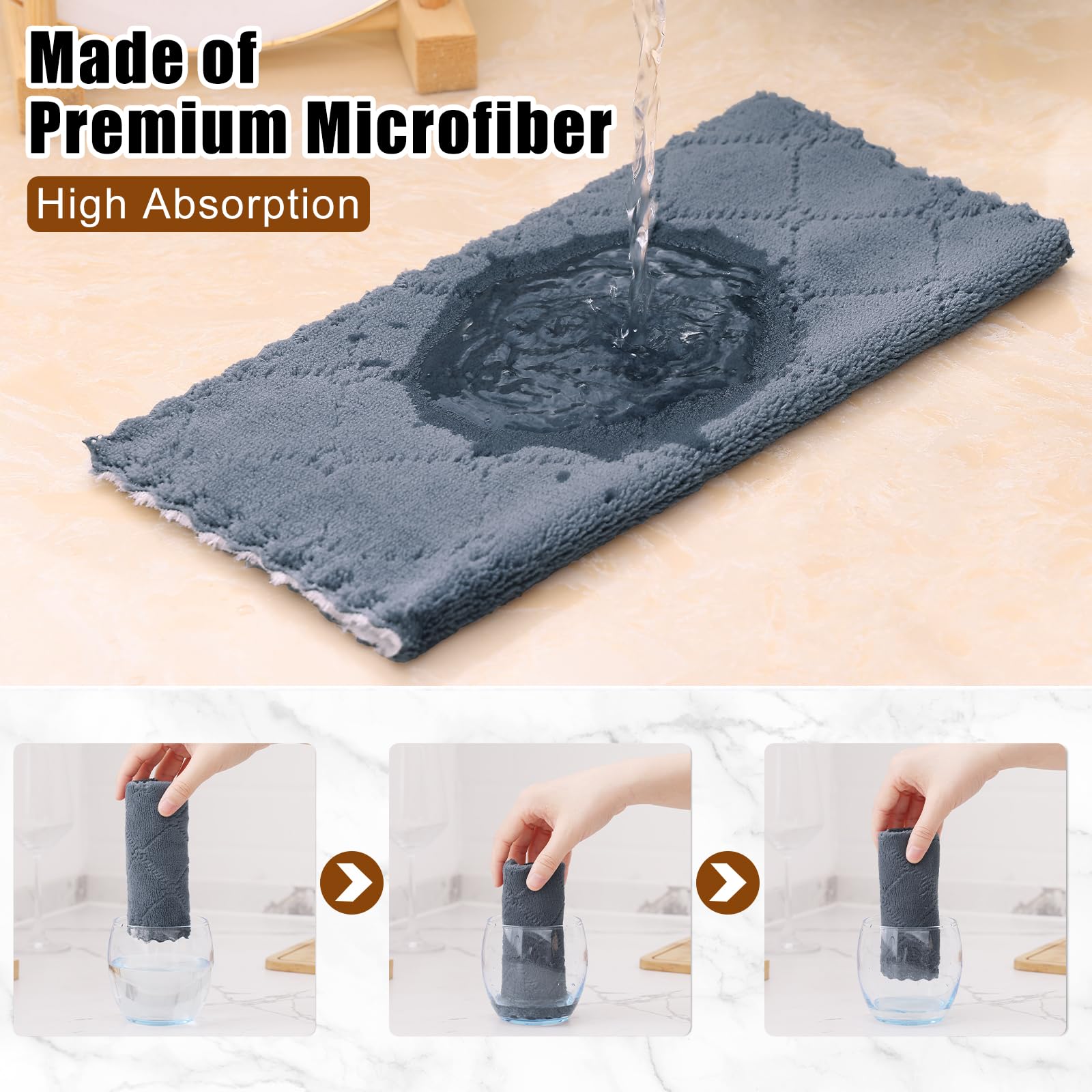 12 Pack Super Soft & Absorbent Kitchen Dish Towels (10