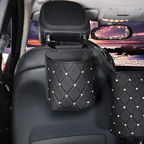 Bling Crystal Car Seat Organizer - Premium Front & Back Seat Storage Caddy with Glitter Accents (1-Pack, Black) | Perfect for Road Trips, Family Travel & Daily Commute Organization