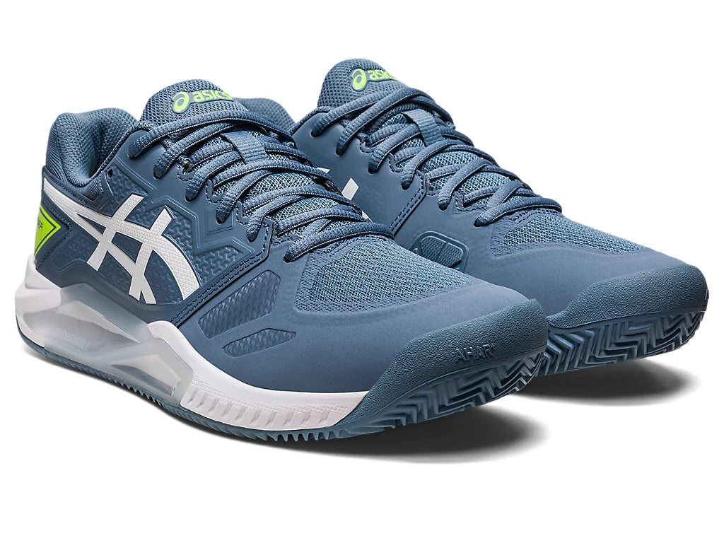 ASICS Men's Gel Challenger 13 Clay Court Tennis Shoes - Steel Blue/White | Padel & Clay Court Performance | Perfect for Competitive Matches & Training