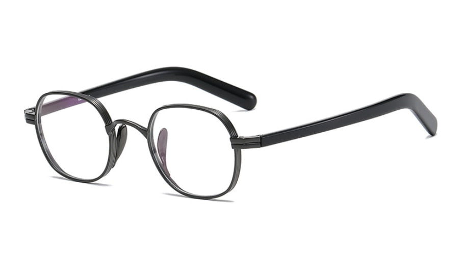 CCspace Unisex Full Rim Irregular Round Acetate Titanium Eyeglasses 53314 - Lightweight Durable Frame for Men & Women - Perfect for Reading, Working & Fashion Accessories